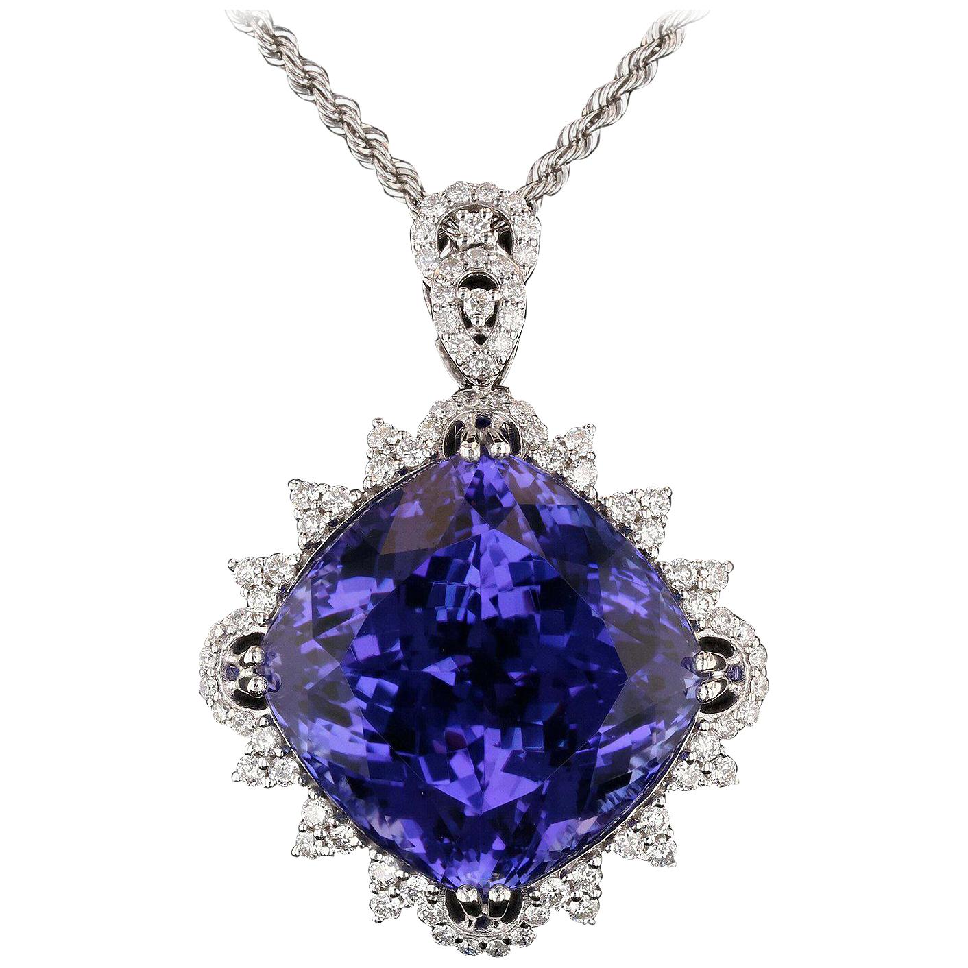 GIA Certified 82.87 Carat Tanzanite Pendant Necklace For Sale