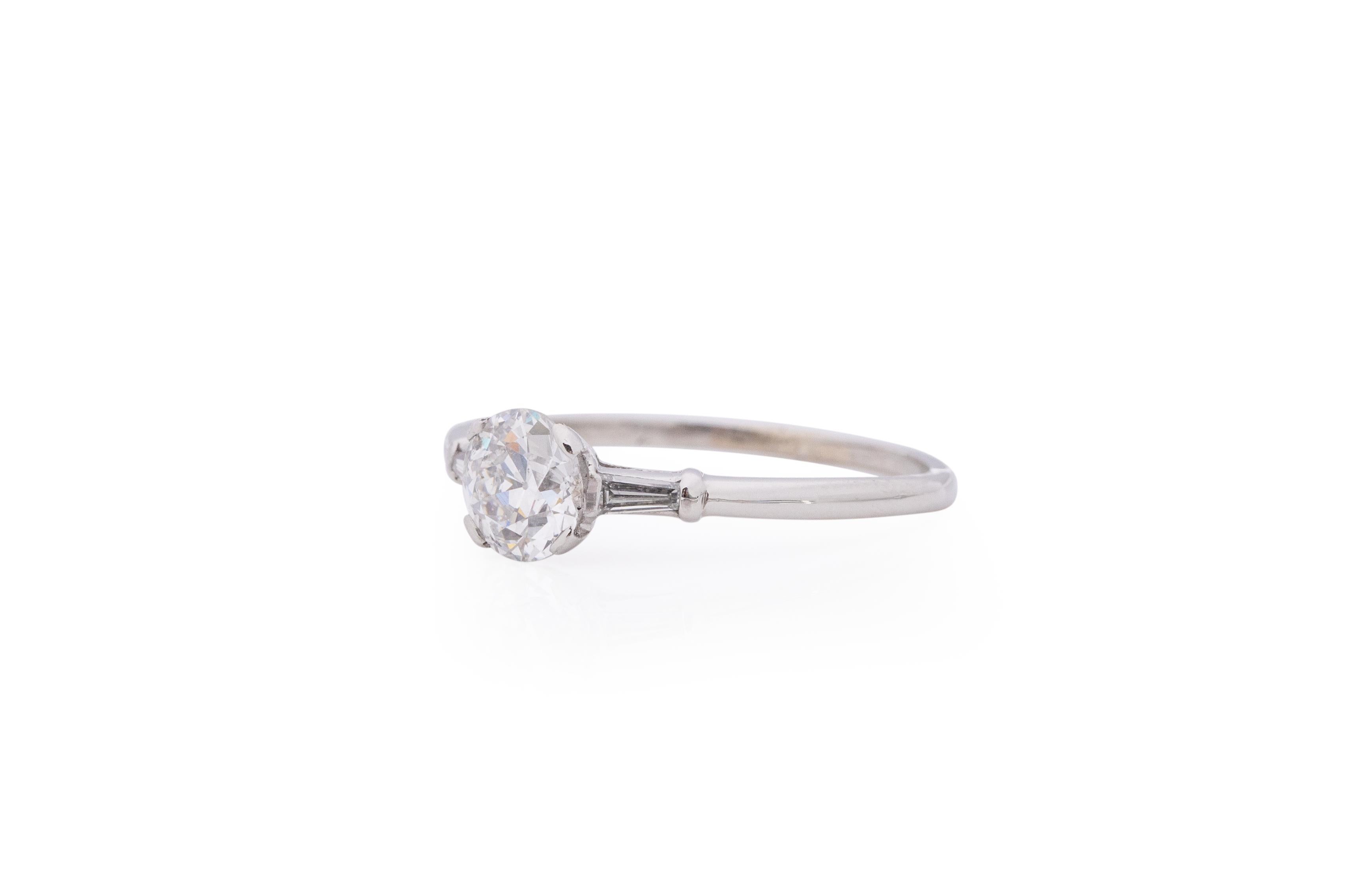 Old European Cut GIA Certified .83 Carat Art Deco Diamond Platinum Engagement Ring