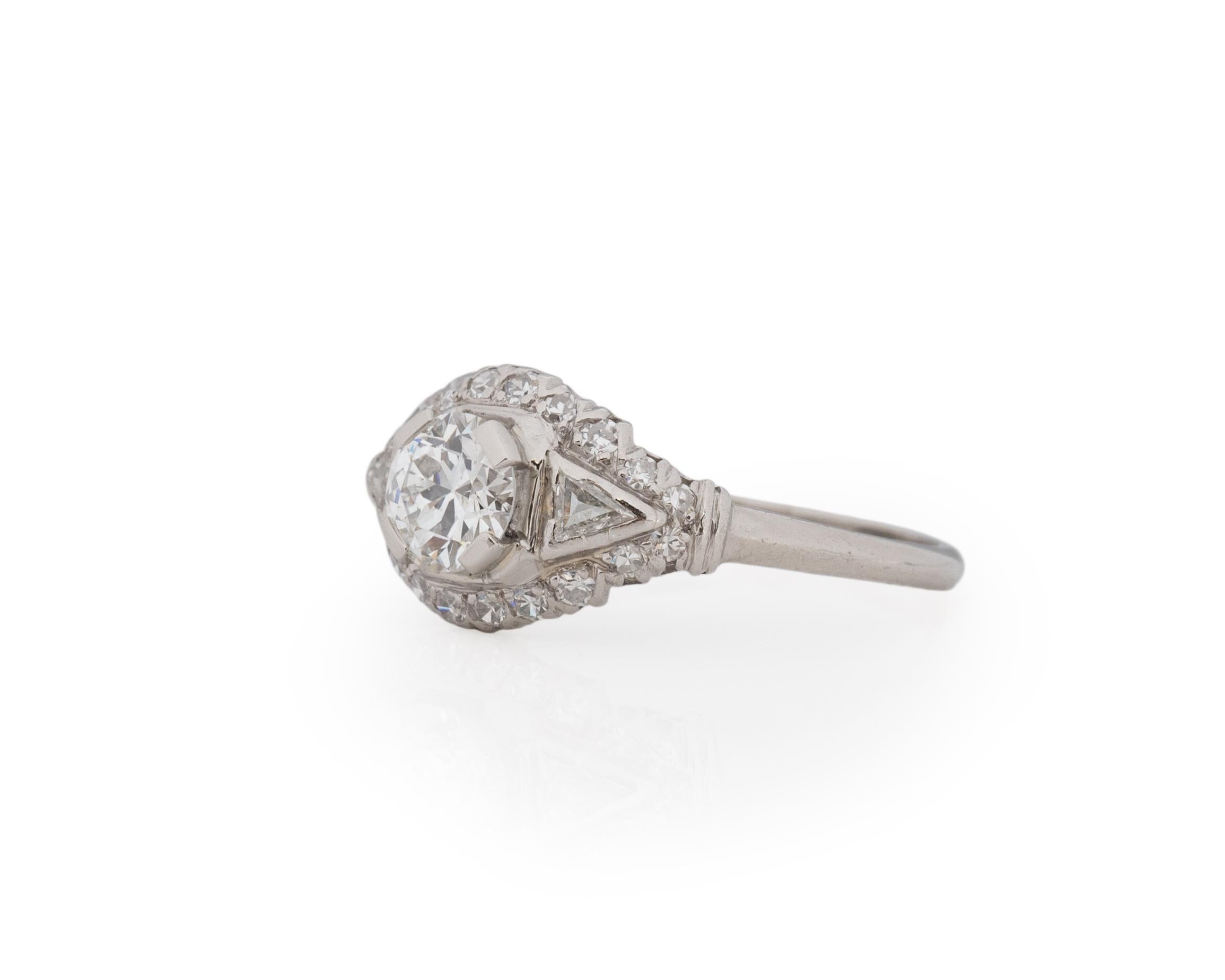 Old European Cut GIA Certified .83 Carat Art Deco Diamond Platinum Engagement Ring For Sale