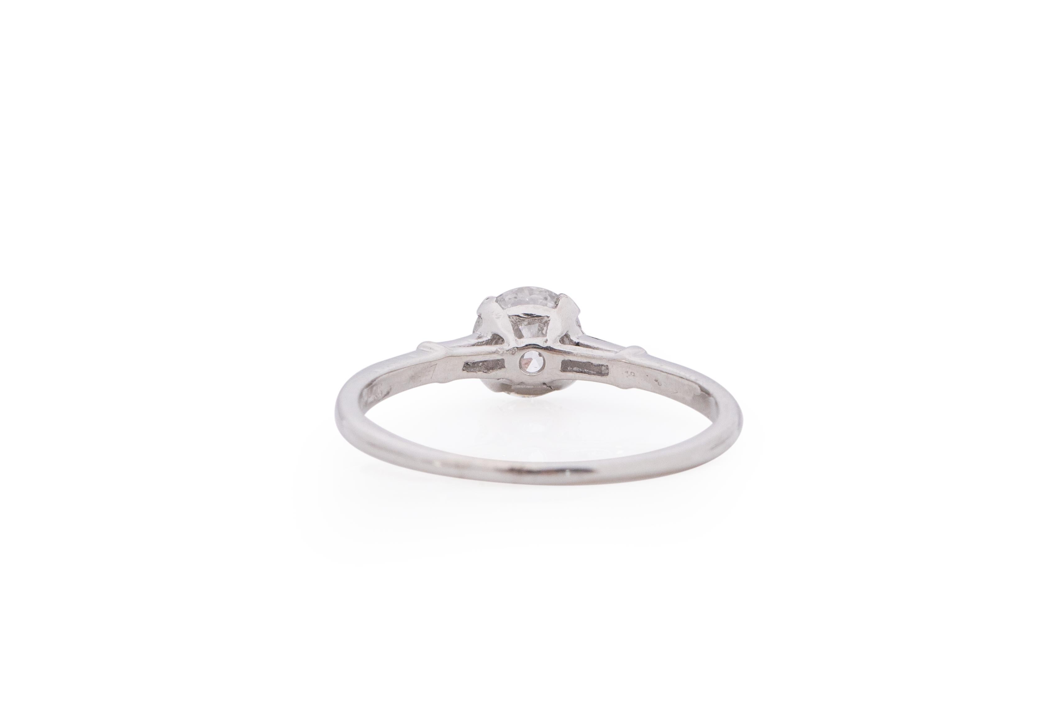 GIA Certified .83 Carat Art Deco Diamond Platinum Engagement Ring In Good Condition In Atlanta, GA
