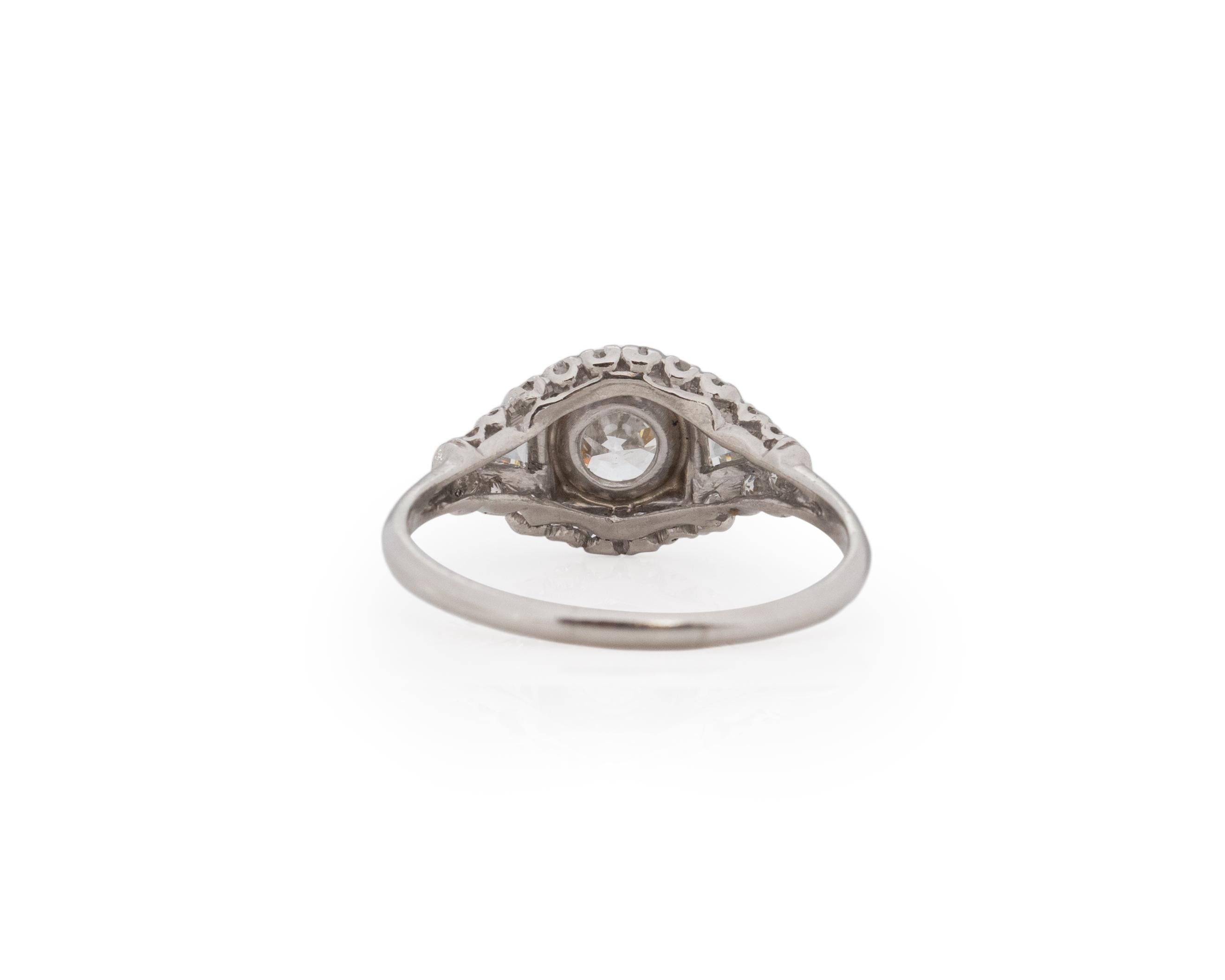 GIA Certified .83 Carat Art Deco Diamond Platinum Engagement Ring In Good Condition For Sale In Atlanta, GA