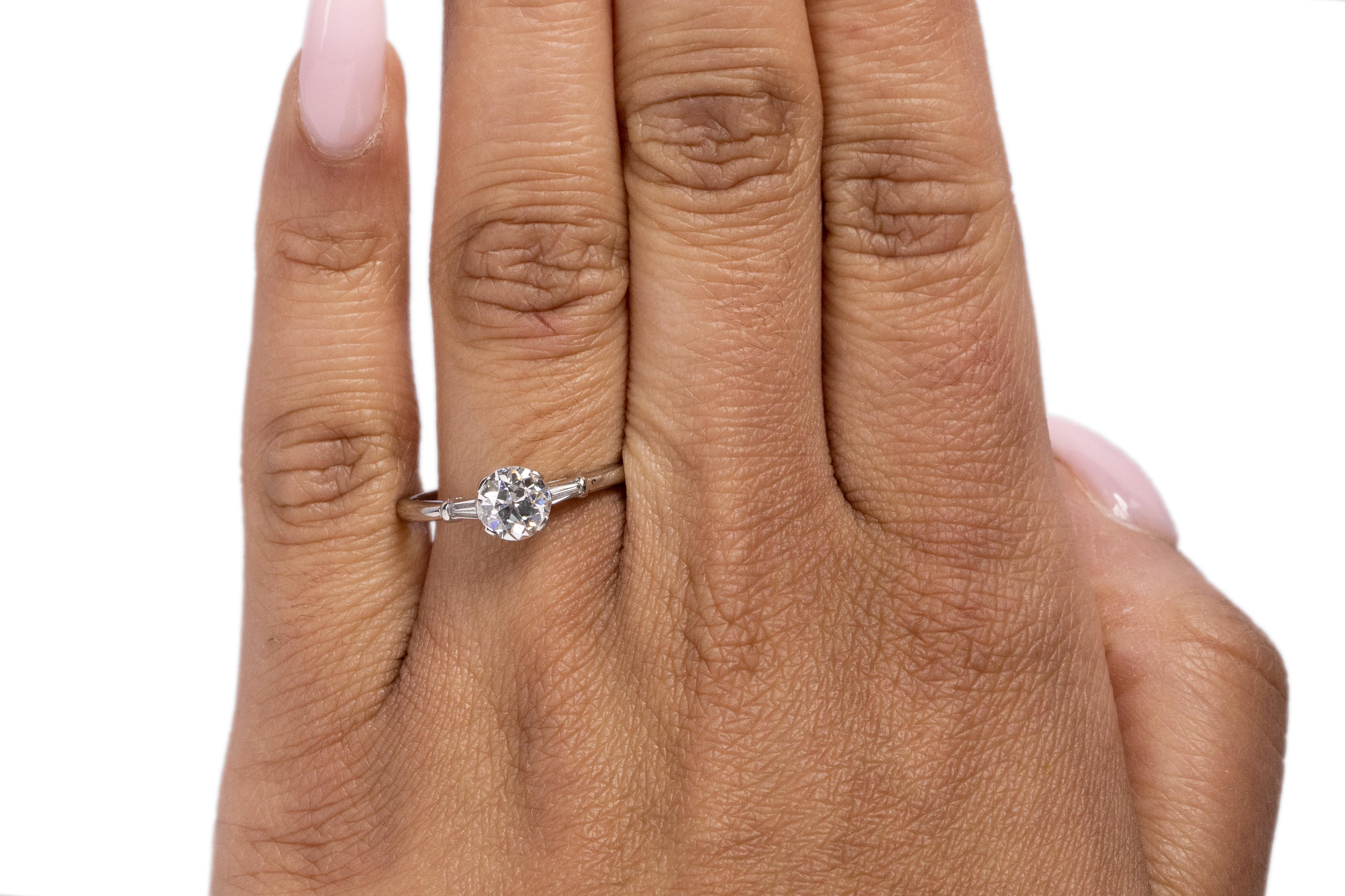Women's GIA Certified .83 Carat Art Deco Diamond Platinum Engagement Ring