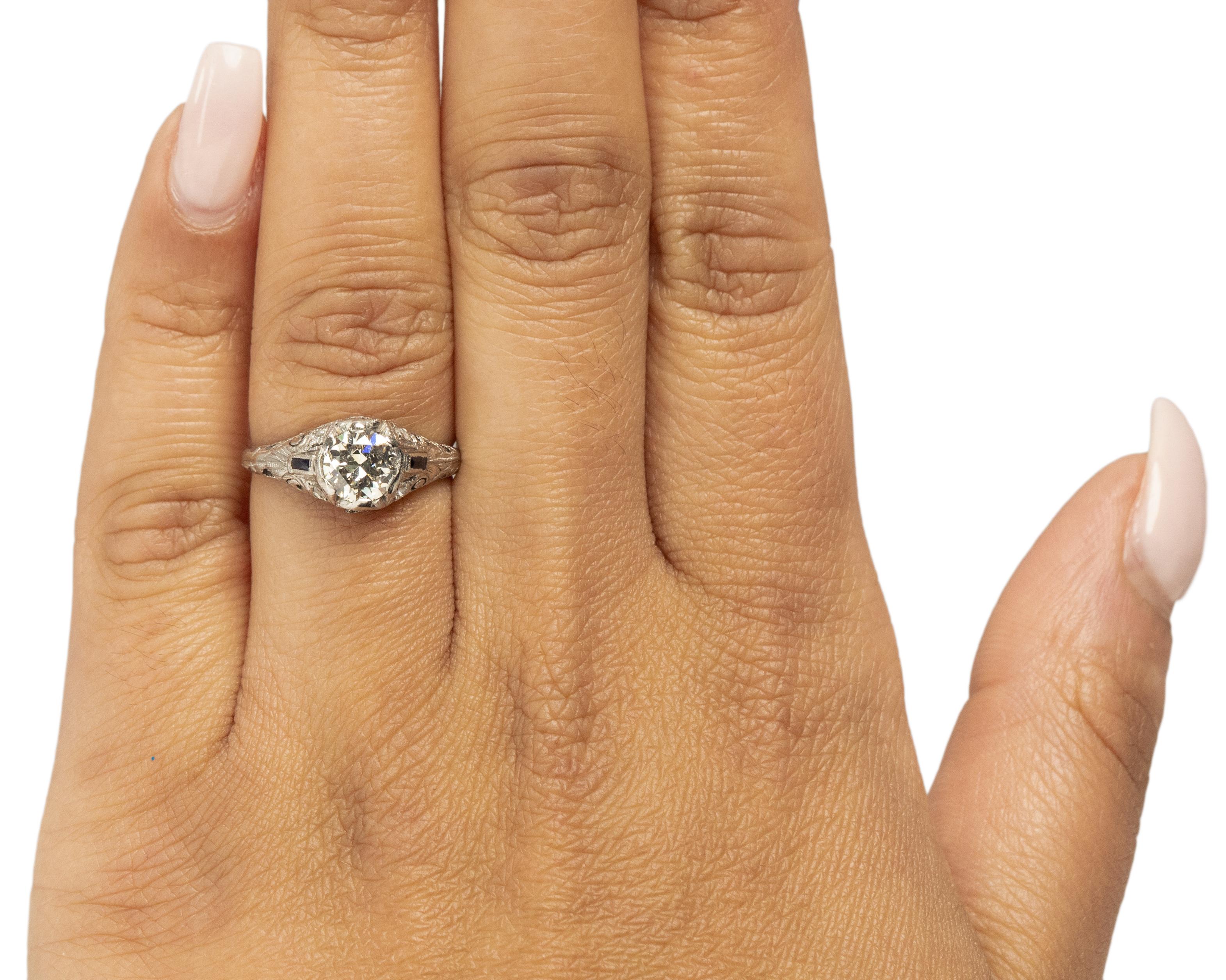 Old European Cut GIA Certified .83 Carat Art Deco Diamond Platinum Engagement Ring