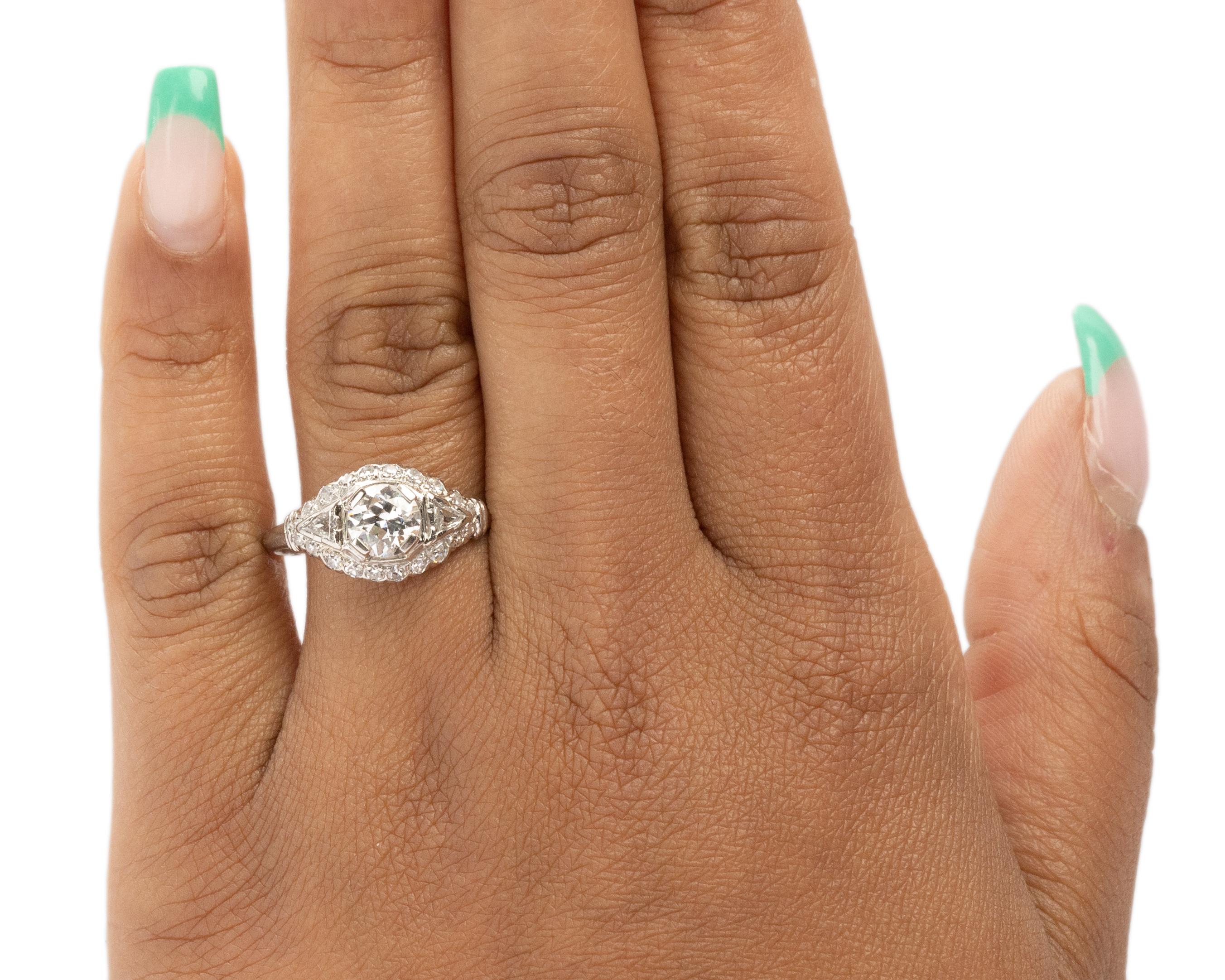 Women's GIA Certified .83 Carat Art Deco Diamond Platinum Engagement Ring For Sale