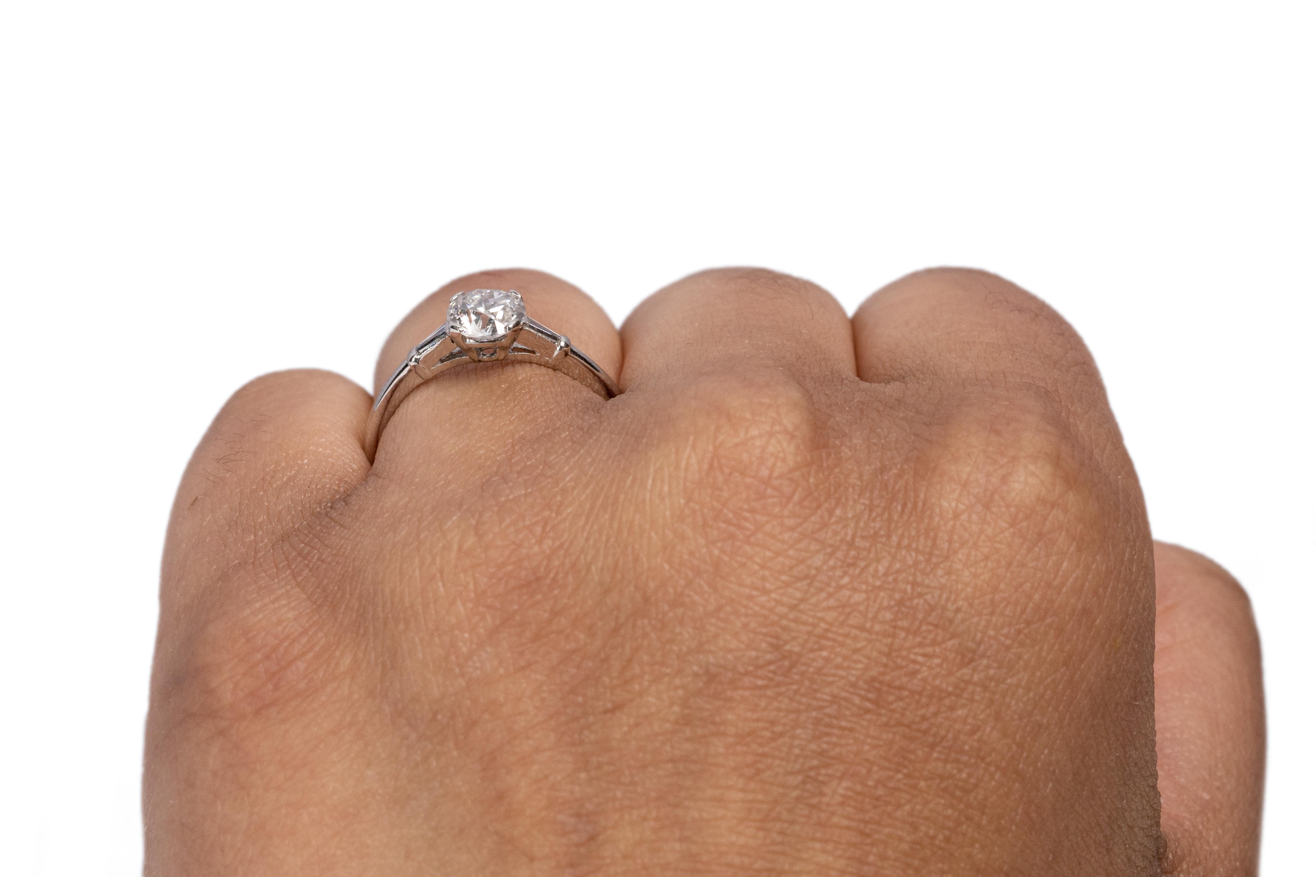 GIA Certified .83 Carat Art Deco Diamond Platinum Engagement Ring 1