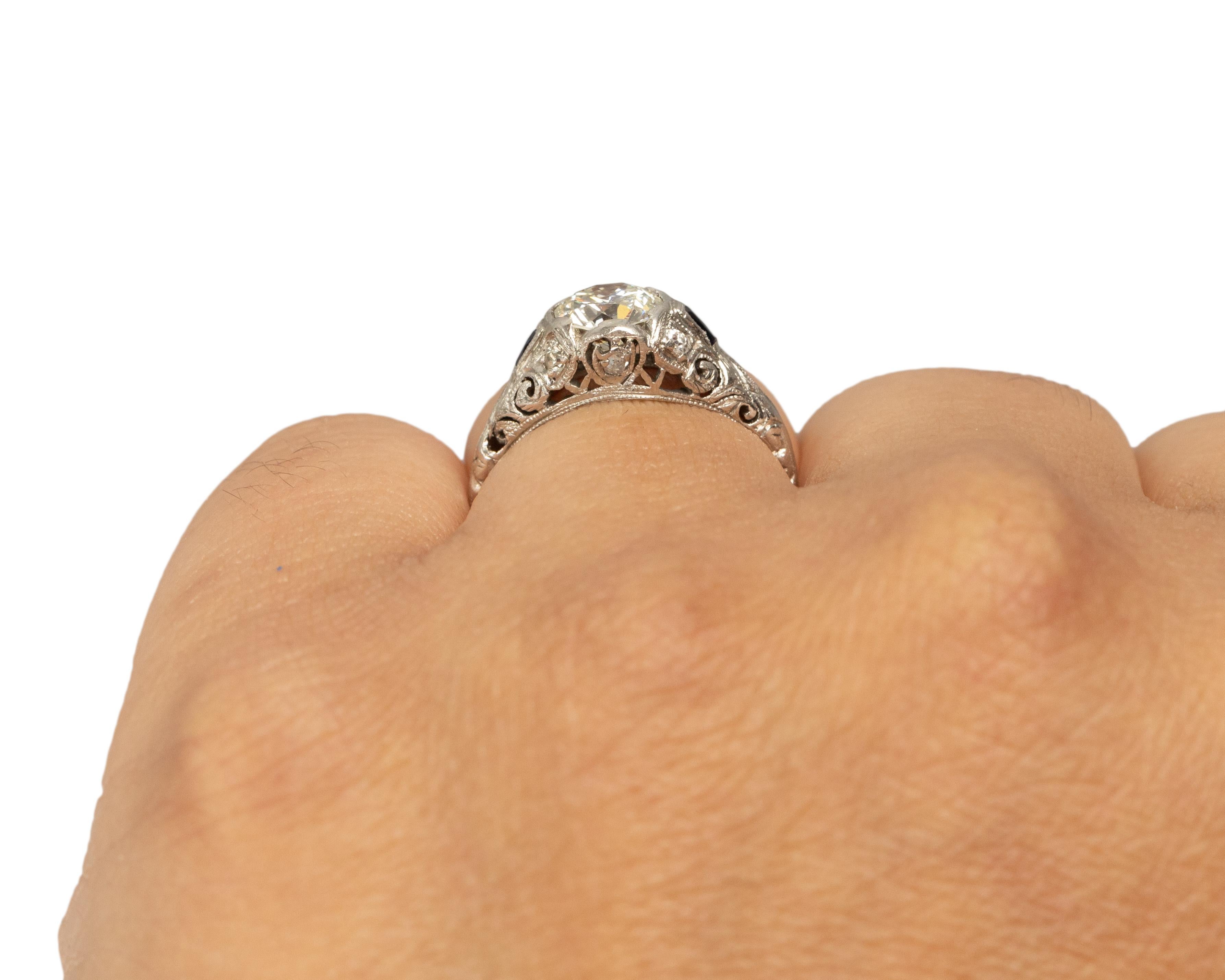 GIA Certified .83 Carat Art Deco Diamond Platinum Engagement Ring In Good Condition In Hicksville, NY