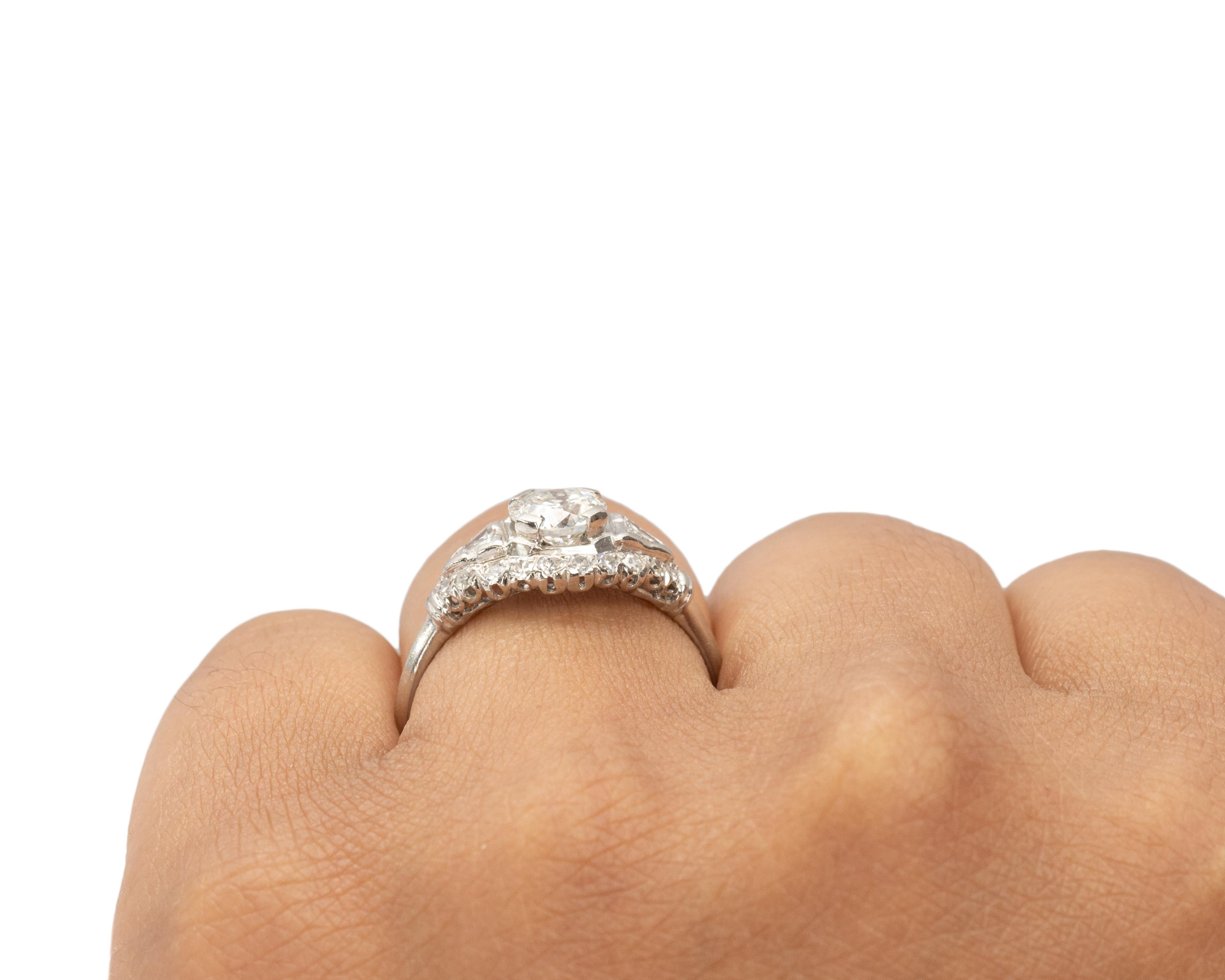 GIA Certified .83 Carat Art Deco Diamond Platinum Engagement Ring For Sale 1