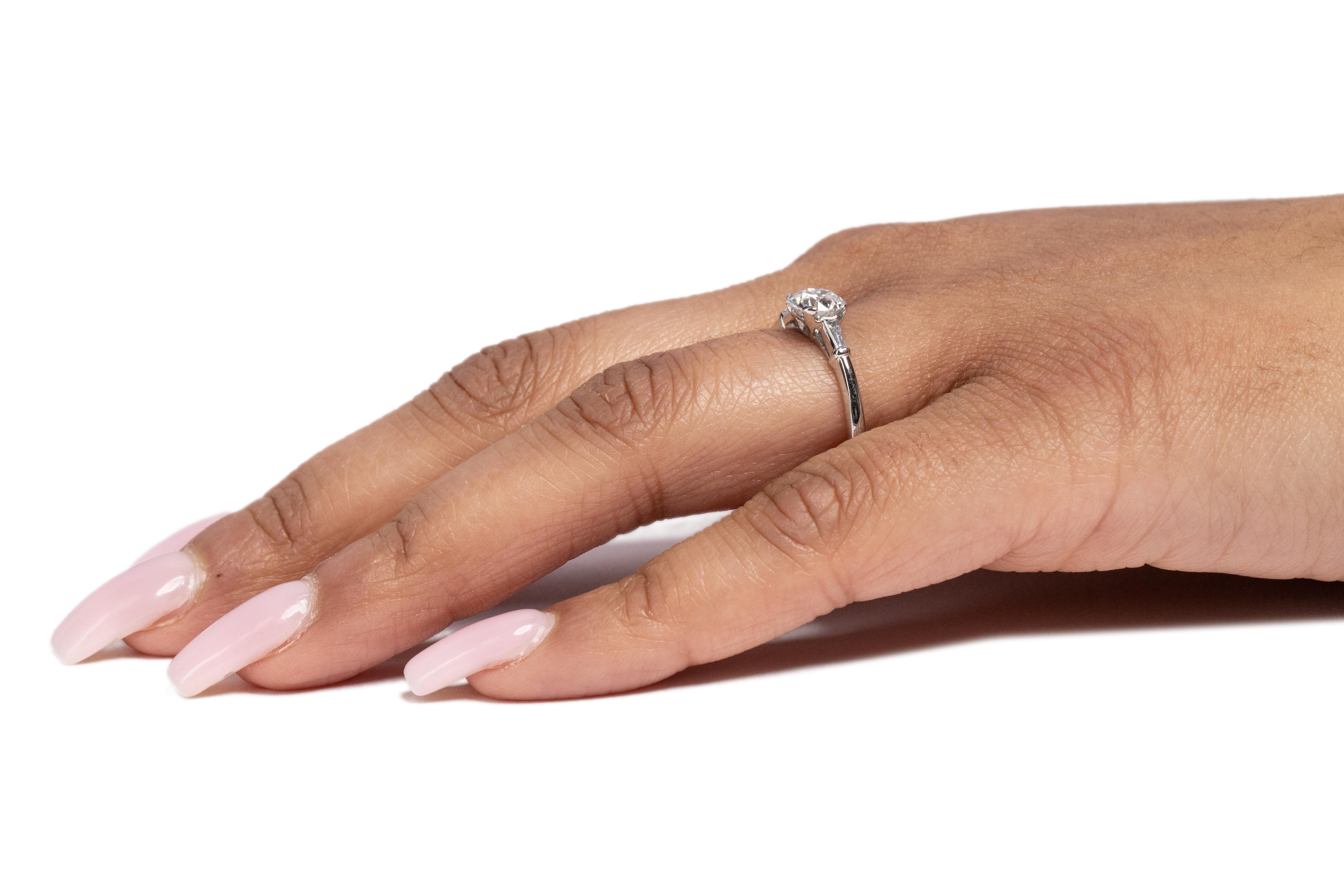 GIA Certified .83 Carat Art Deco Diamond Platinum Engagement Ring 2