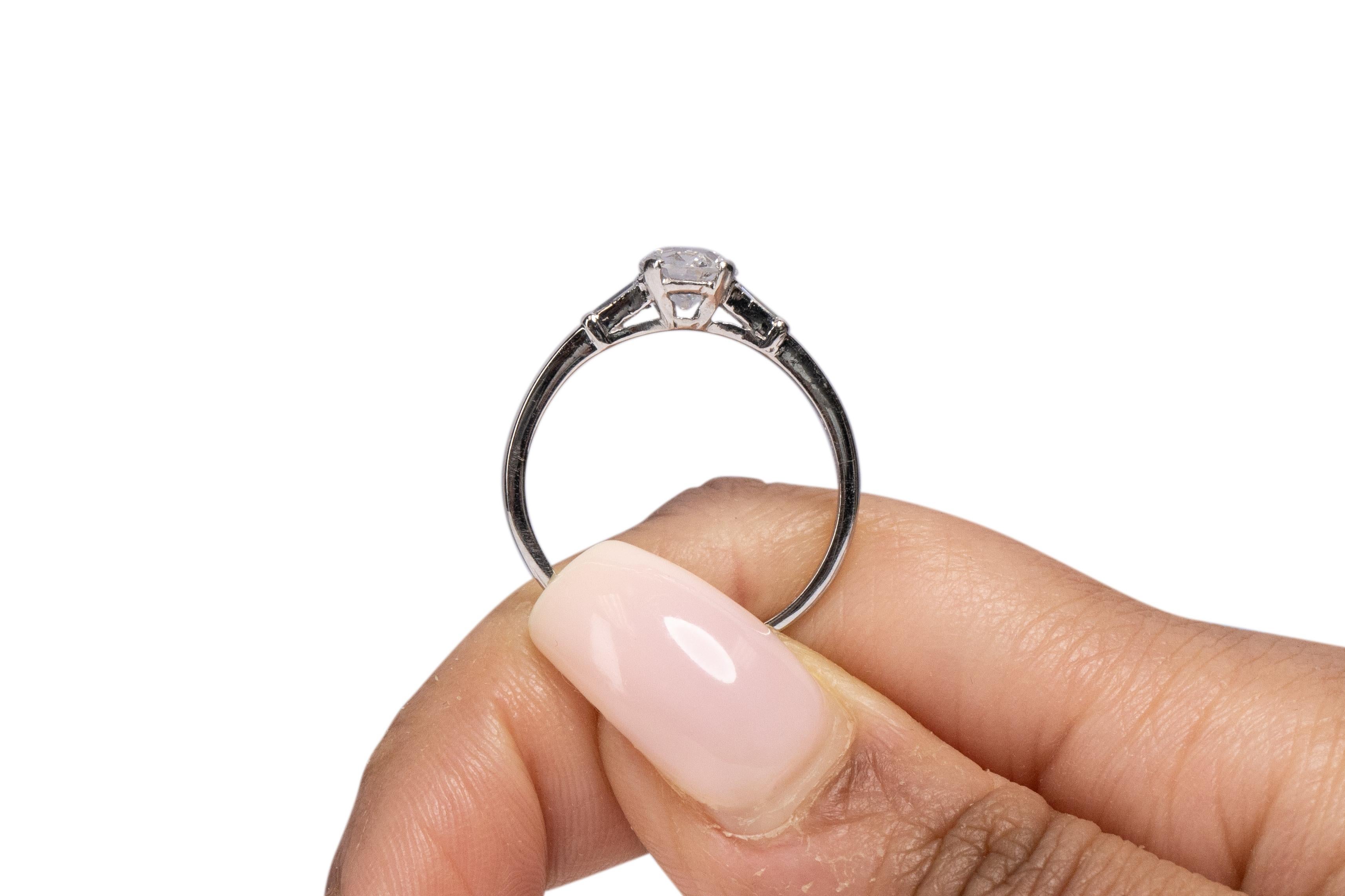 GIA Certified .83 Carat Art Deco Diamond Platinum Engagement Ring 3