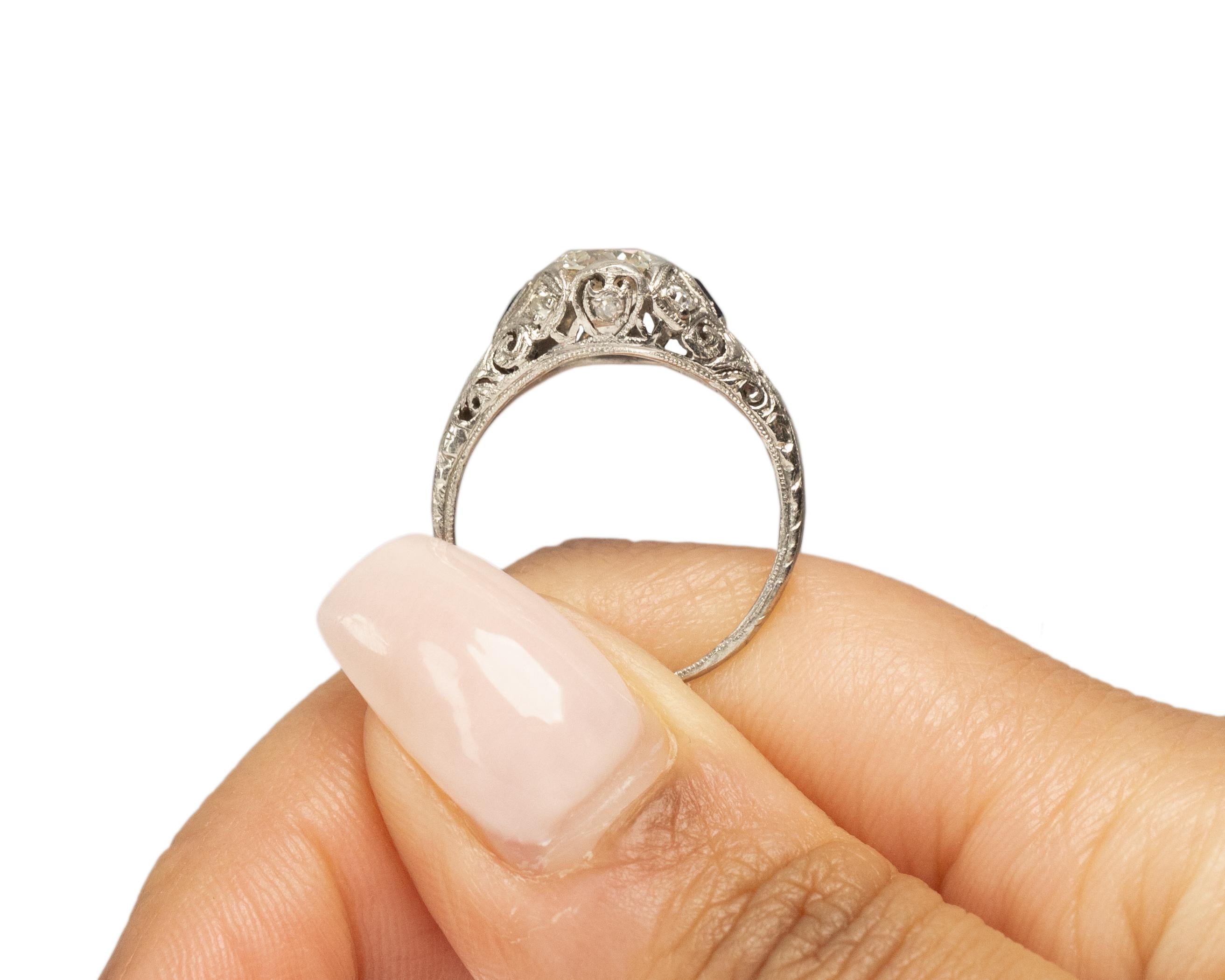 GIA Certified .83 Carat Art Deco Diamond Platinum Engagement Ring 1