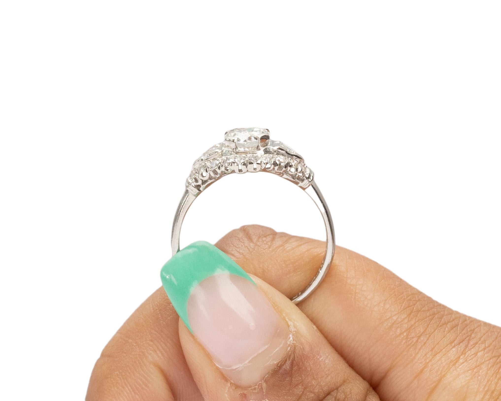 GIA Certified .83 Carat Art Deco Diamond Platinum Engagement Ring For Sale 3