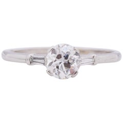 GIA Certified .83 Carat Art Deco Diamond Platinum Engagement Ring