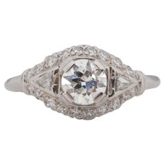 Bague de fiançailles en platine avec diamant Art déco de 83 carat certifié par le GIA