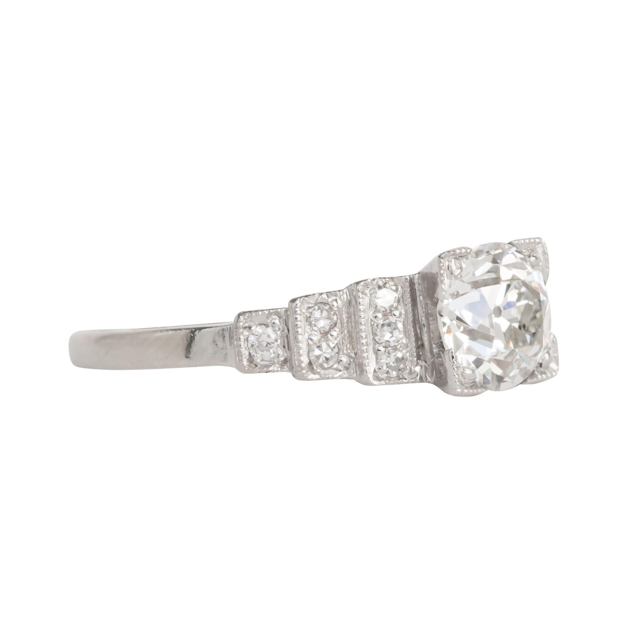 GIA-zertifizierter Platin-Verlobungsring mit 0,83 Karat Diamant (Art déco) im Angebot