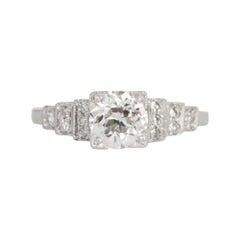 Antique GIA Certified .83 Carat Diamond Platinum Engagement Ring 