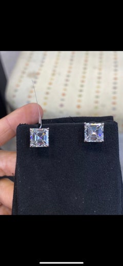 GIA Certified 8.3 carat VS2 Quality Square Emerald Cut Diamond Studs GIA Certified 8.3 carat VS2 Quality Square Emerald Cut Diamond Studs