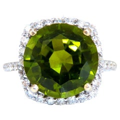 GIA Certified 8.30ct Natural Green Peridot Diamonds Rings 14kt