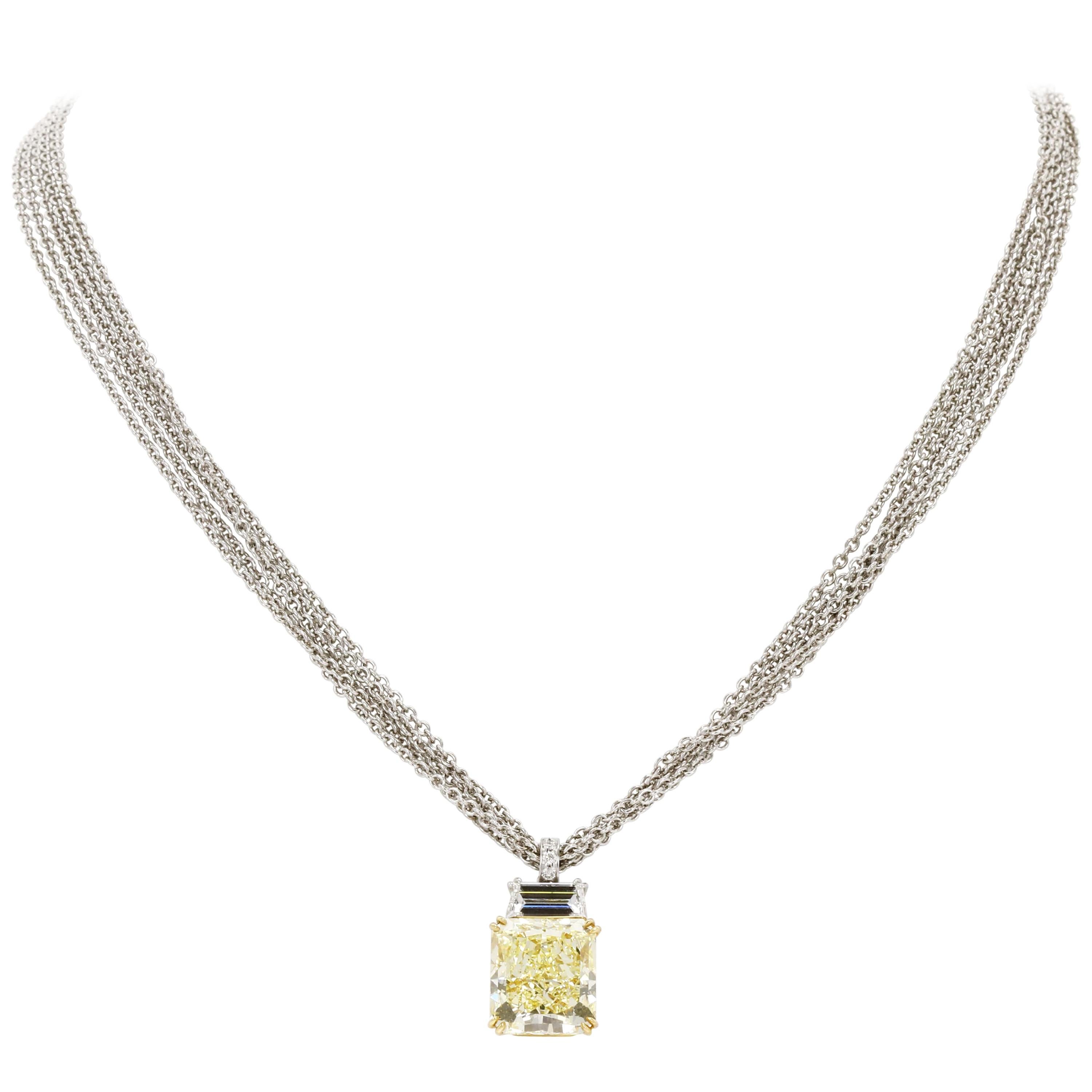 GIA Certified 8.34 Carat Fancy Yellow Internally Flawless Diamond Pendant For Sale