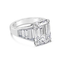 GIA Certified 8.35 Carats Emerald Cut Diamond Engagement Ring in Platinum