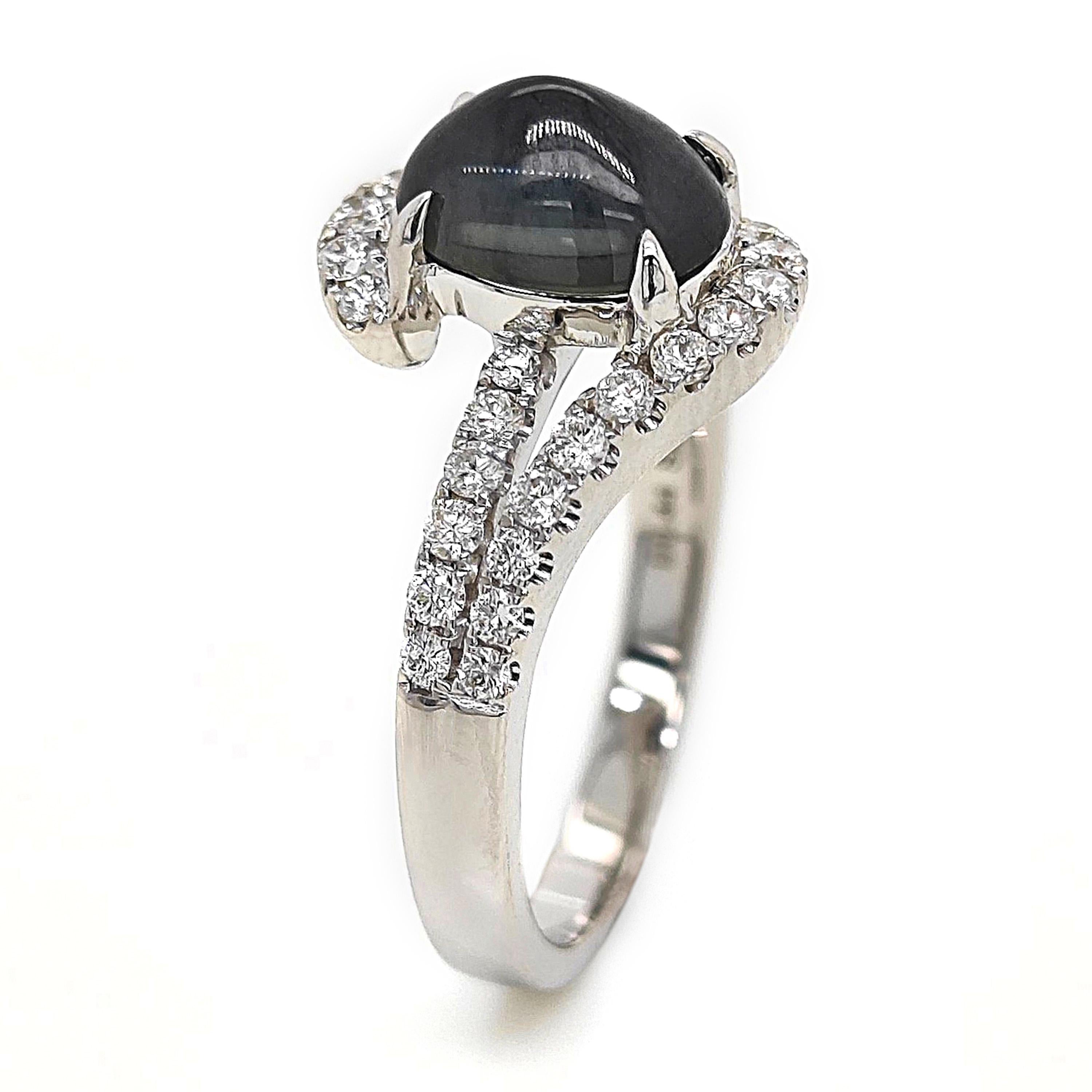 Anillo de zafiro con certificado GIA, zafiro natural, sin calor, verde azulado oscuro que cambia a morado oscuro. 