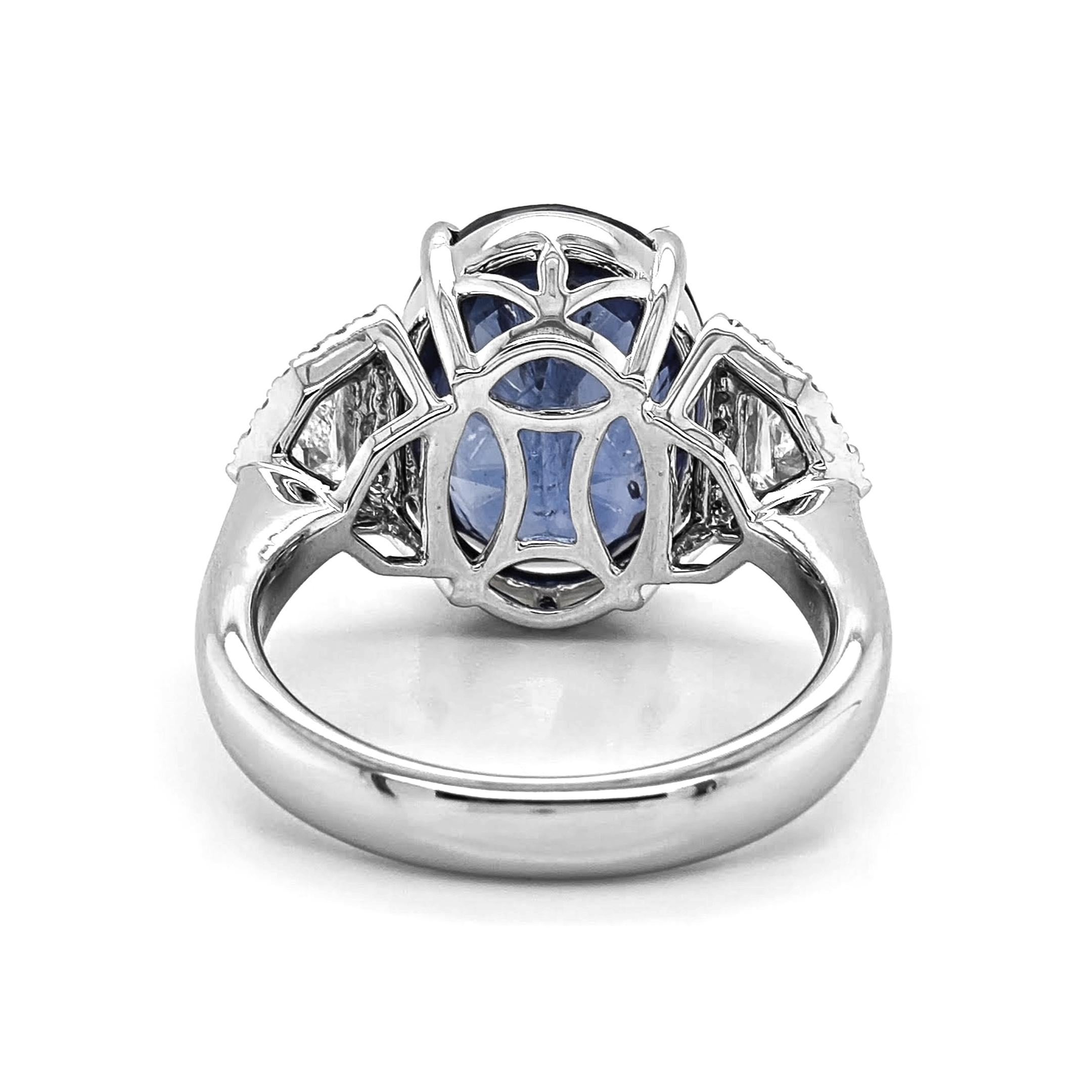Mixed Cut GIA Certified 8.35 Carat Sapphire and White Diamond White Gold Ring For Sale