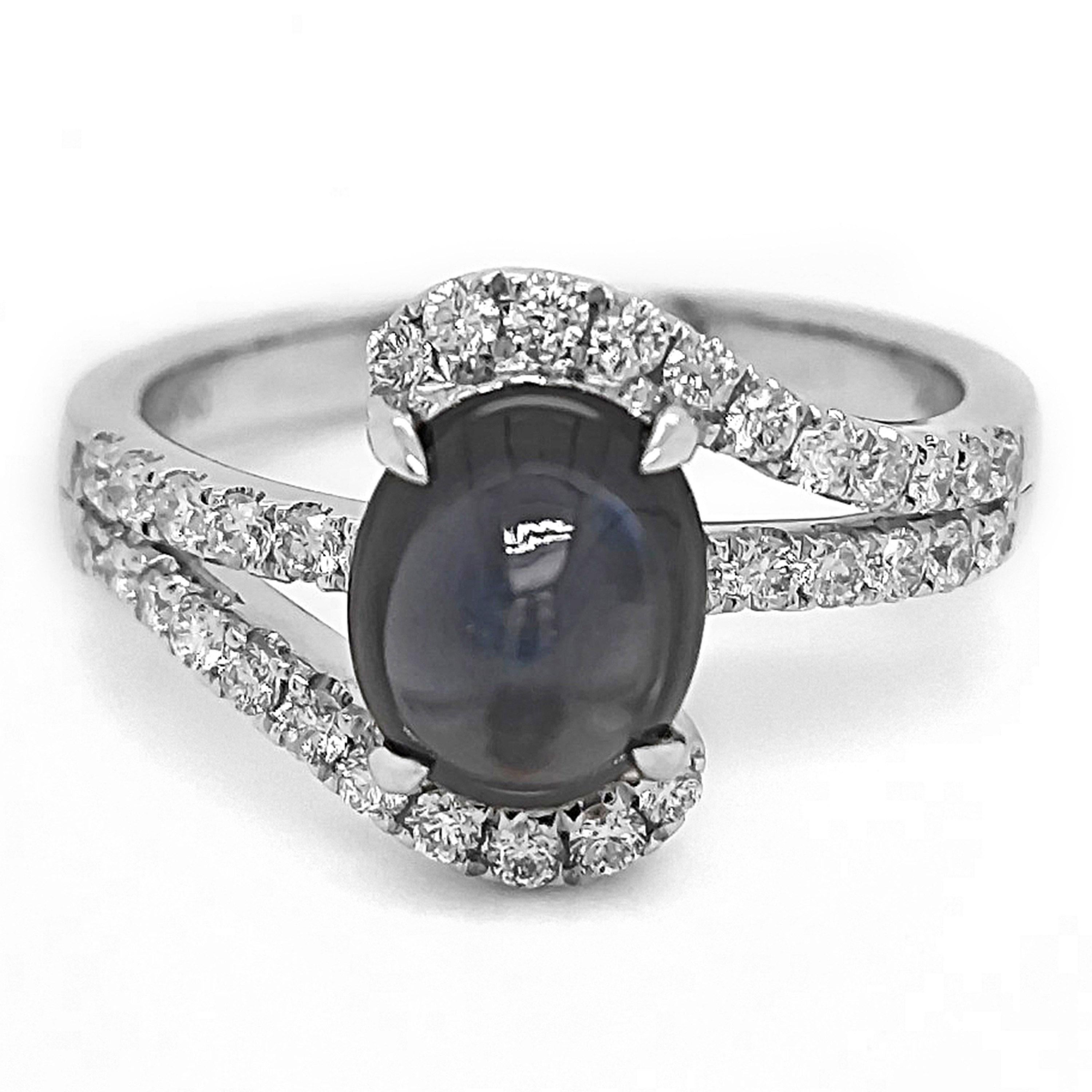 De las mujeres Anillo de oro blanco con zafiro y diamante blanco de 8.35 quilates certificado por el GIA en venta