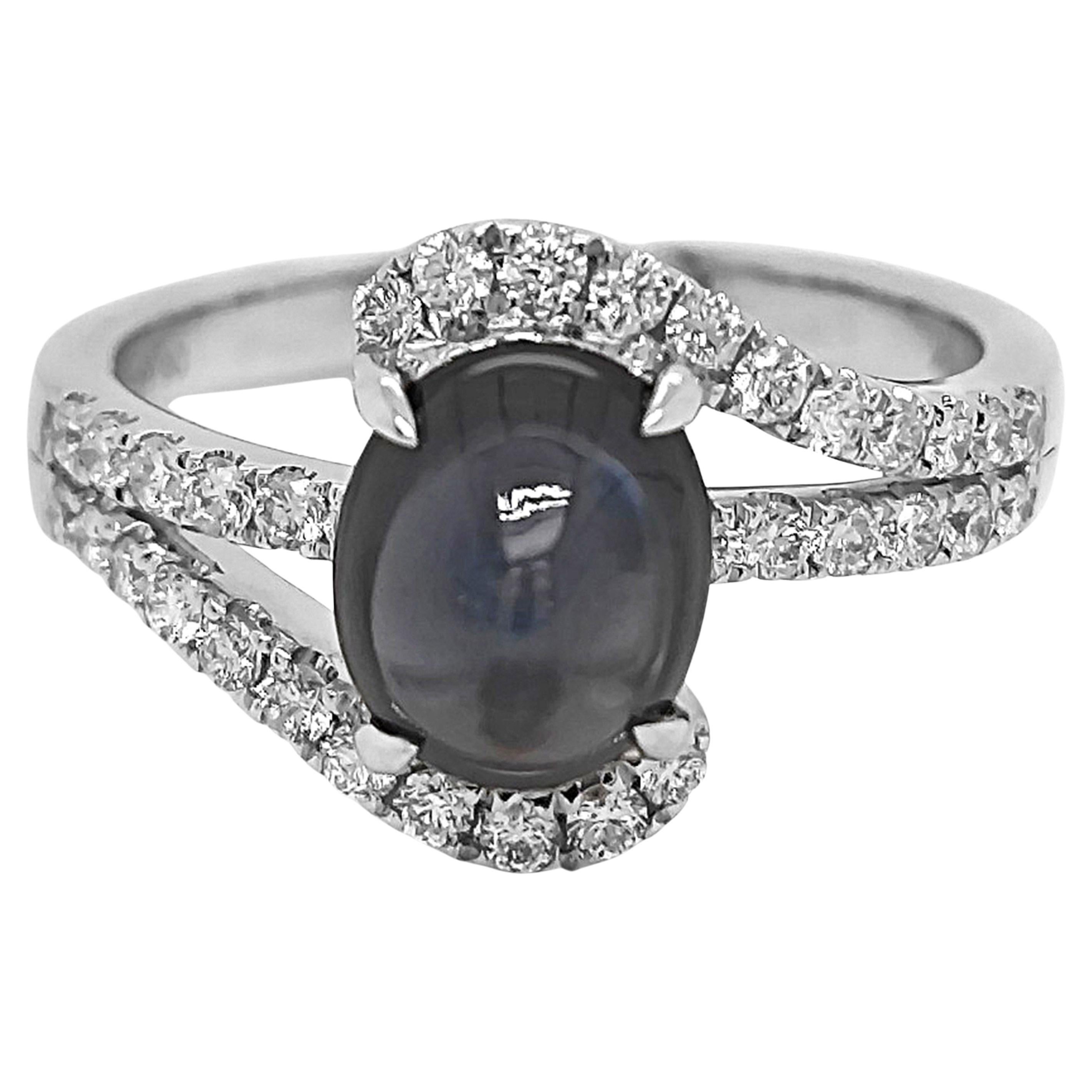 Anillo de oro blanco con zafiro y diamante blanco de 8.35 quilates certificado por el GIA en venta