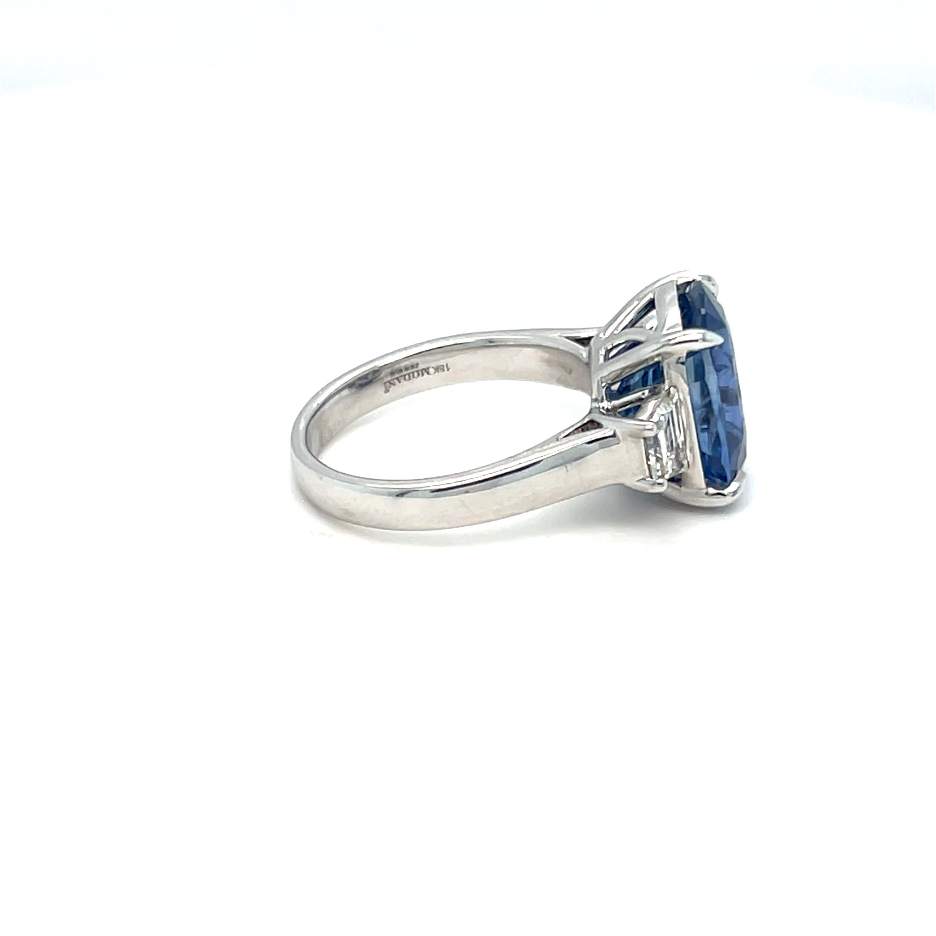 Women's GIA Certified 8.38 Carat Cushion Cut No Heat Sapphire Diamond Engagement Ring For Sale
