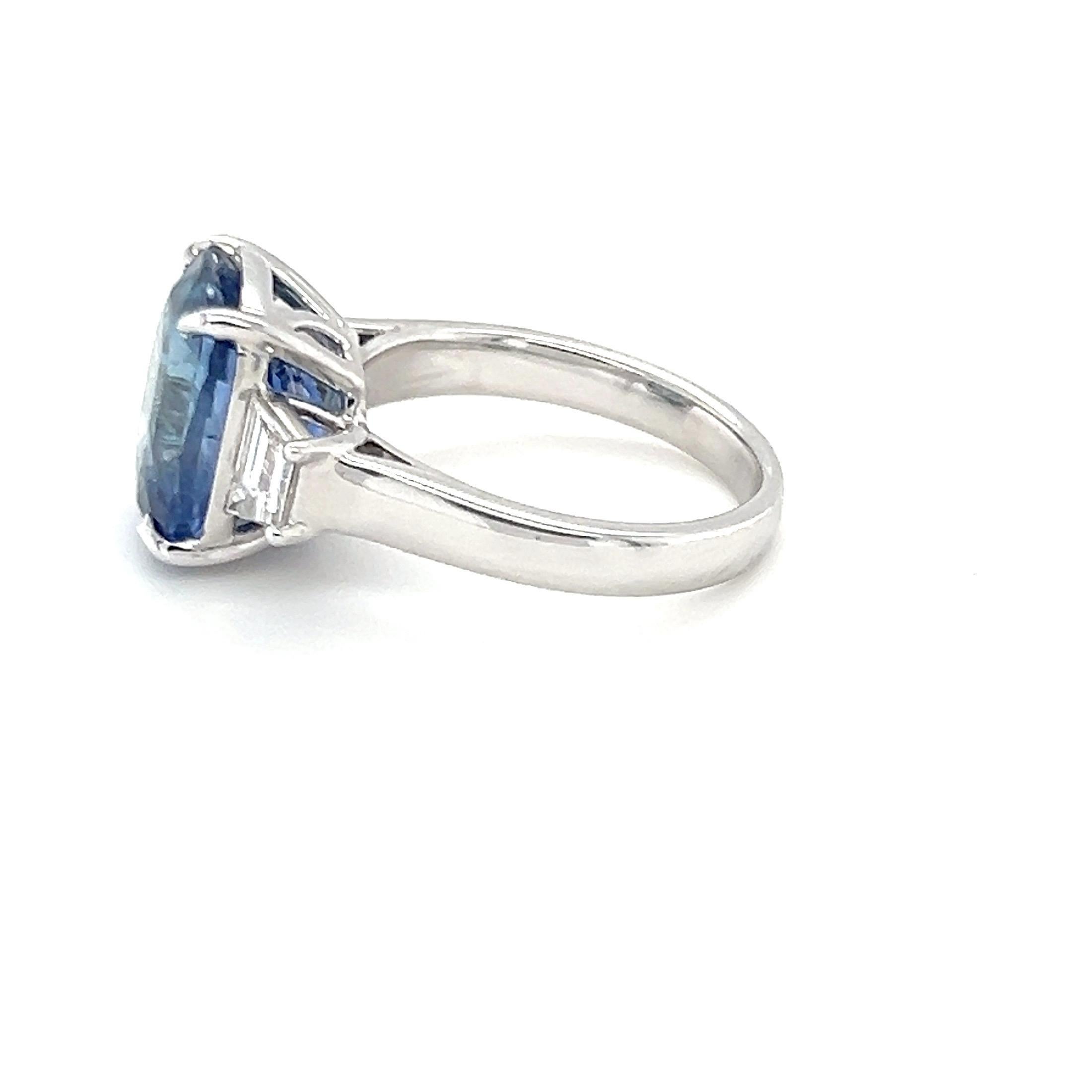 GIA Certified 8.38 Carat Cushion Cut No Heat Sapphire Diamond Engagement Ring For Sale 2