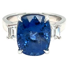 GIA Certified 8.38 Carat Cushion Cut No Heat Sapphire Diamond Engagement Ring
