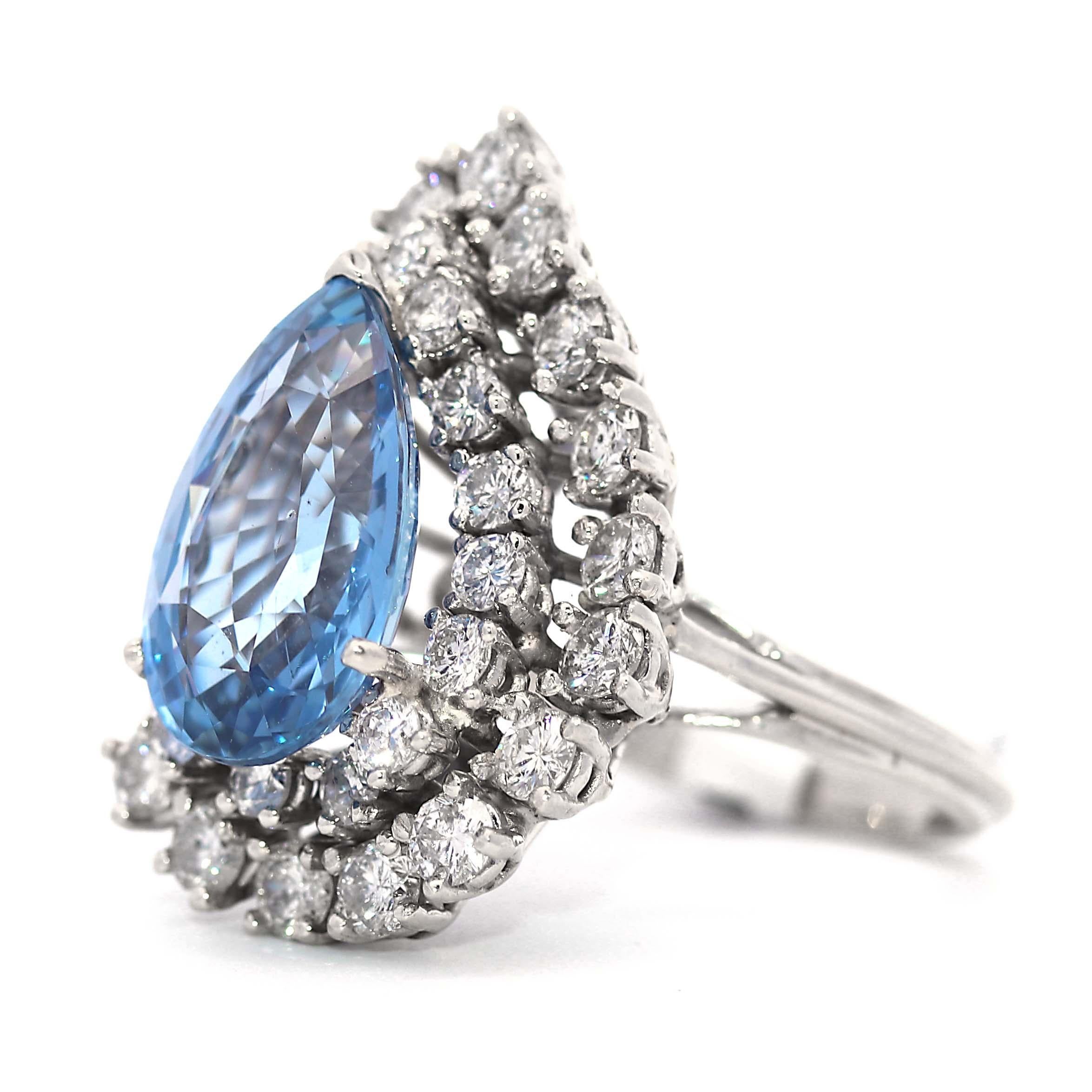 GIA certified No Heat Sri Lanka/ Ceylon Sapphire weighing 8.38 carats pear-shaped diamond ring.  The center pear-cut Ceylon Sapphire radiates with a brilliant, bright blue hue. This captivating centerpiece, boasting the prestigious GIA