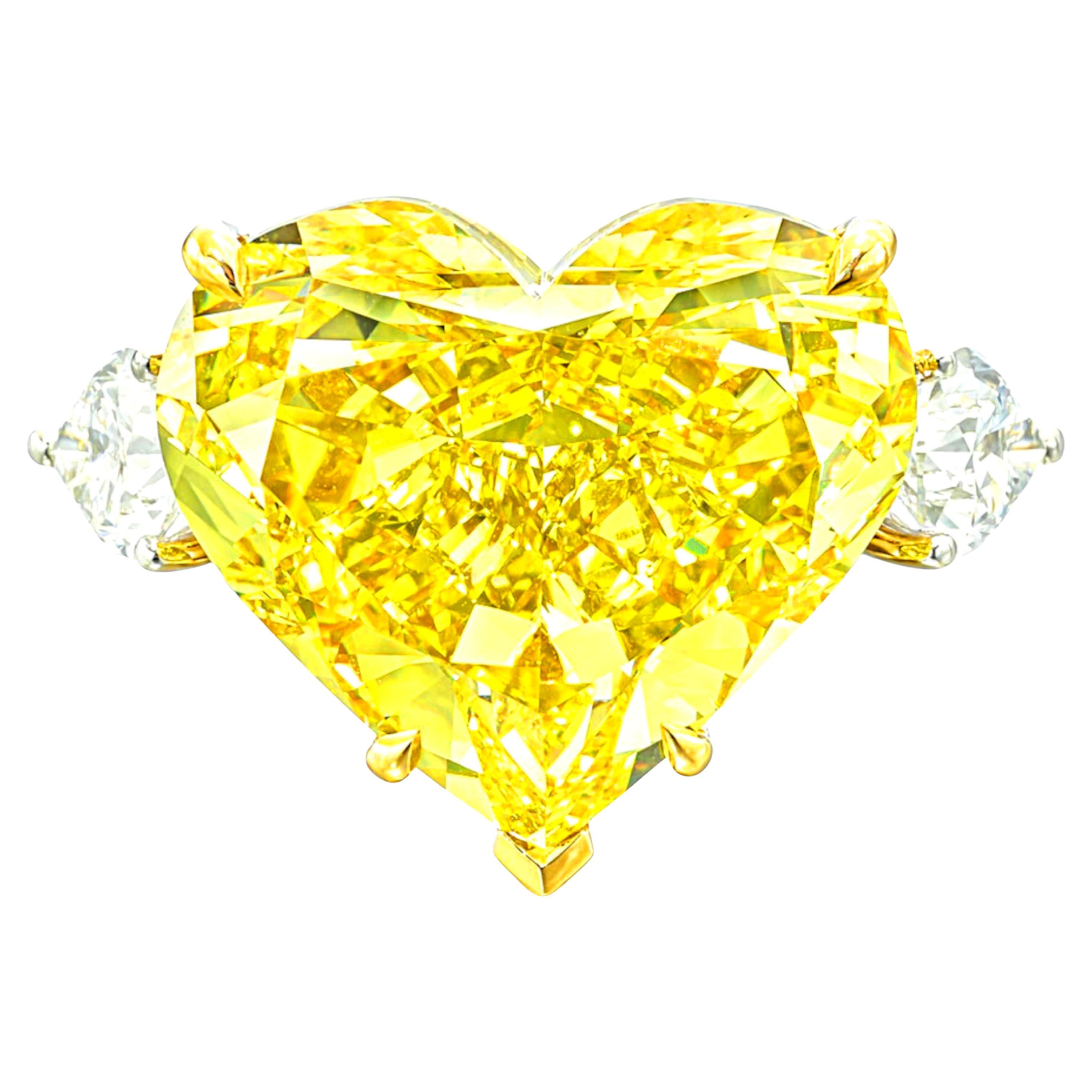 GIA Certified 8.39 Carat Fancy VIVID Yellow Diamond Ring