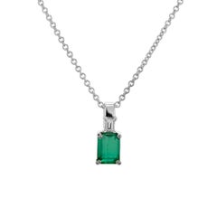 GIA Certified .84 Carat Emerald Diamond White Gold Pendant Necklace