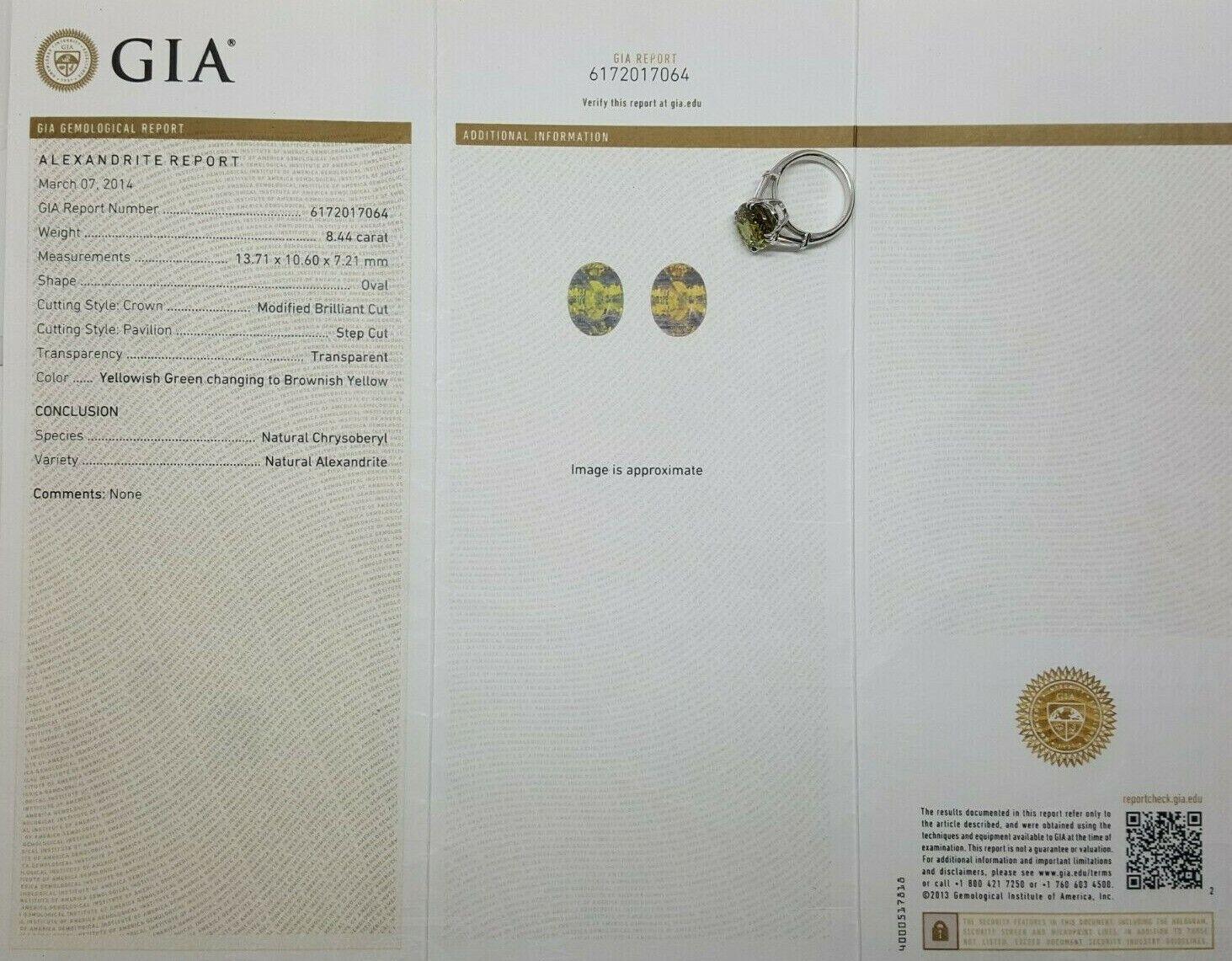 Bague en platine avec alexandrite certifiée GIA de 8,40 diamants Neuf - En vente à Rome, IT