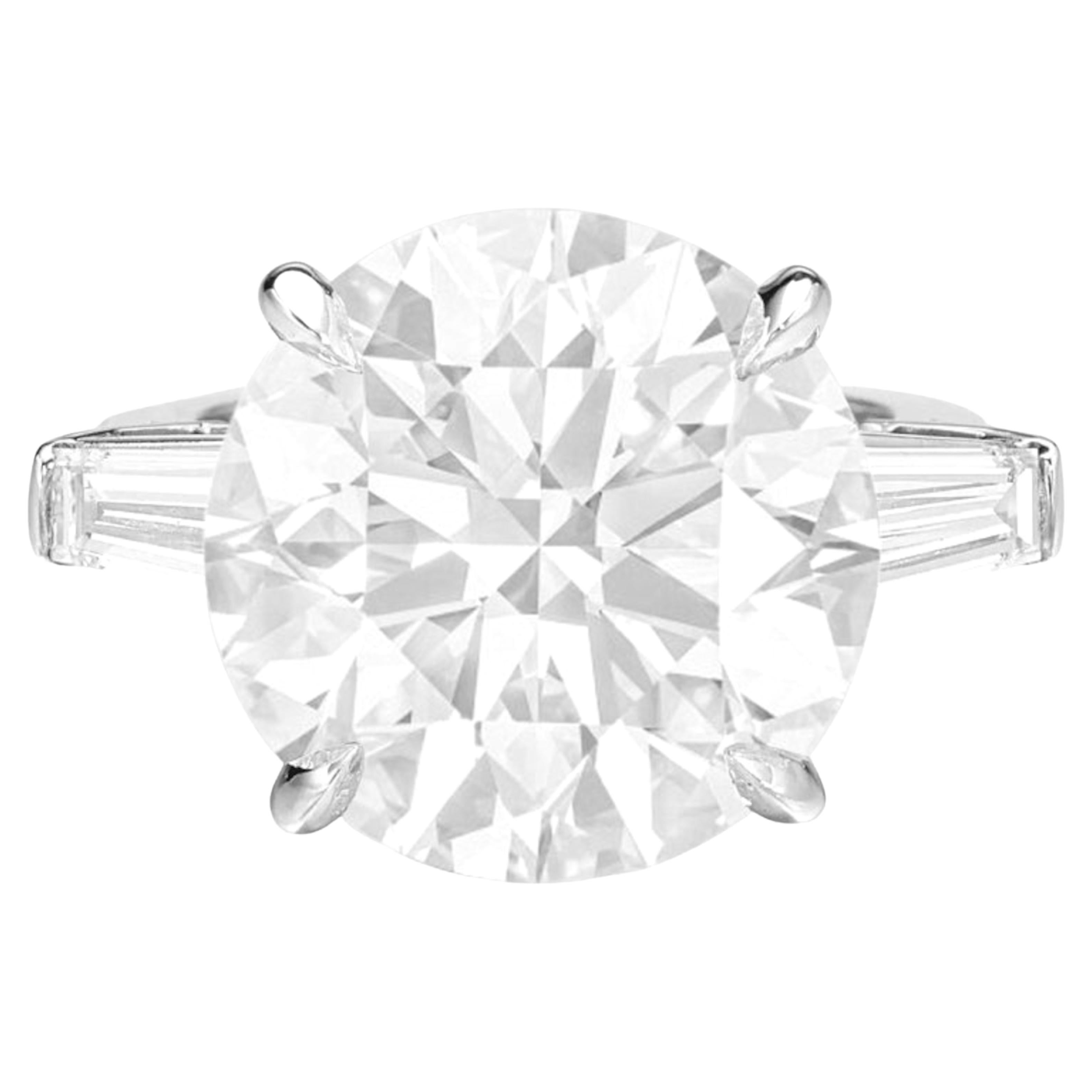 GIA Certified 8 Ct. Round Brilliant Cut Diamond Platinum Ring