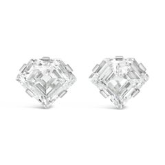 GIA Certified 8.42 Carats Total Diamond-Shaped Stud Earrings in Platinum