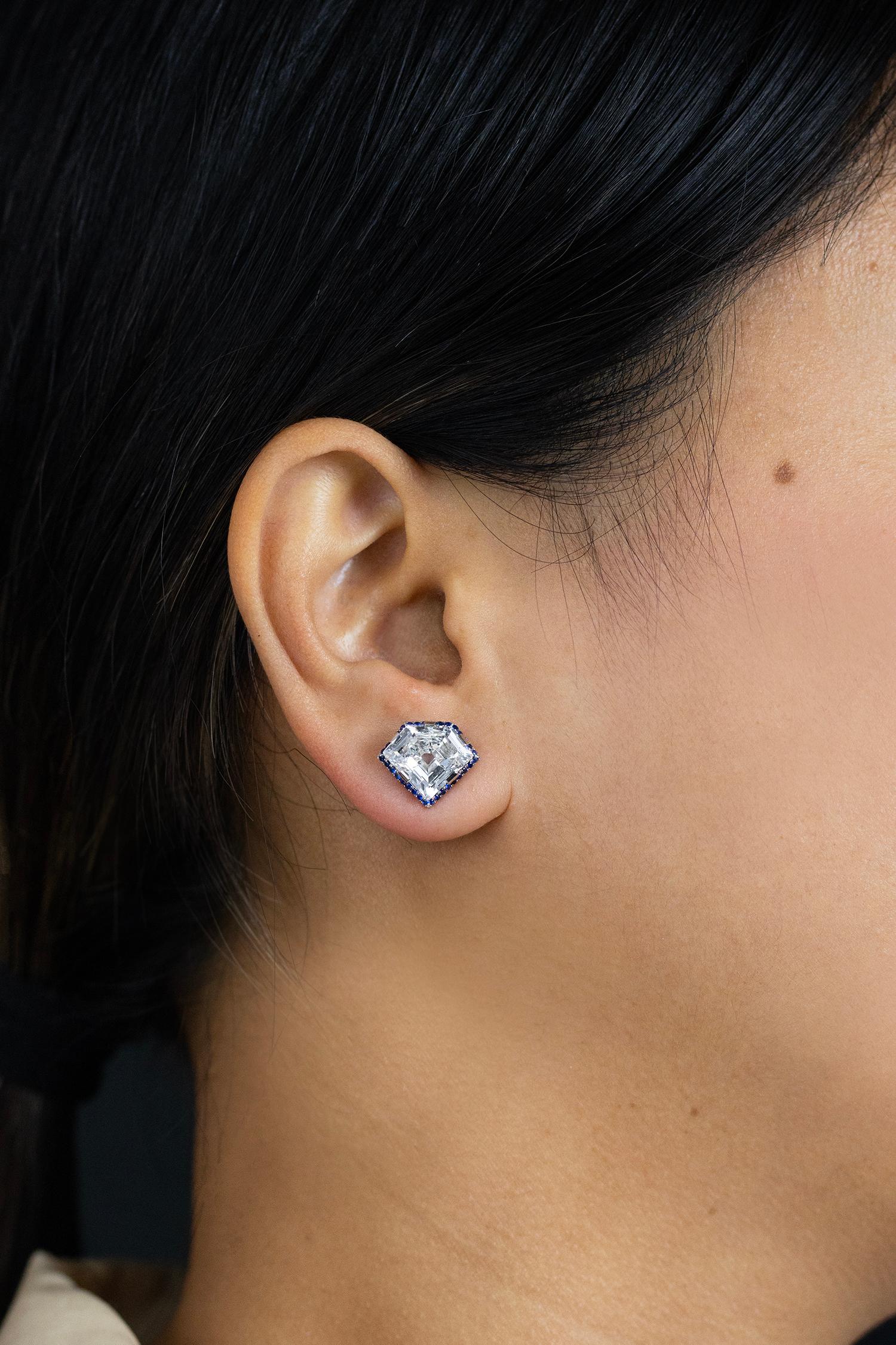 da uomo o donna Orecchini a perno a forma di diamante con certificato GIA da 8,42 carati totali in platino in vendita