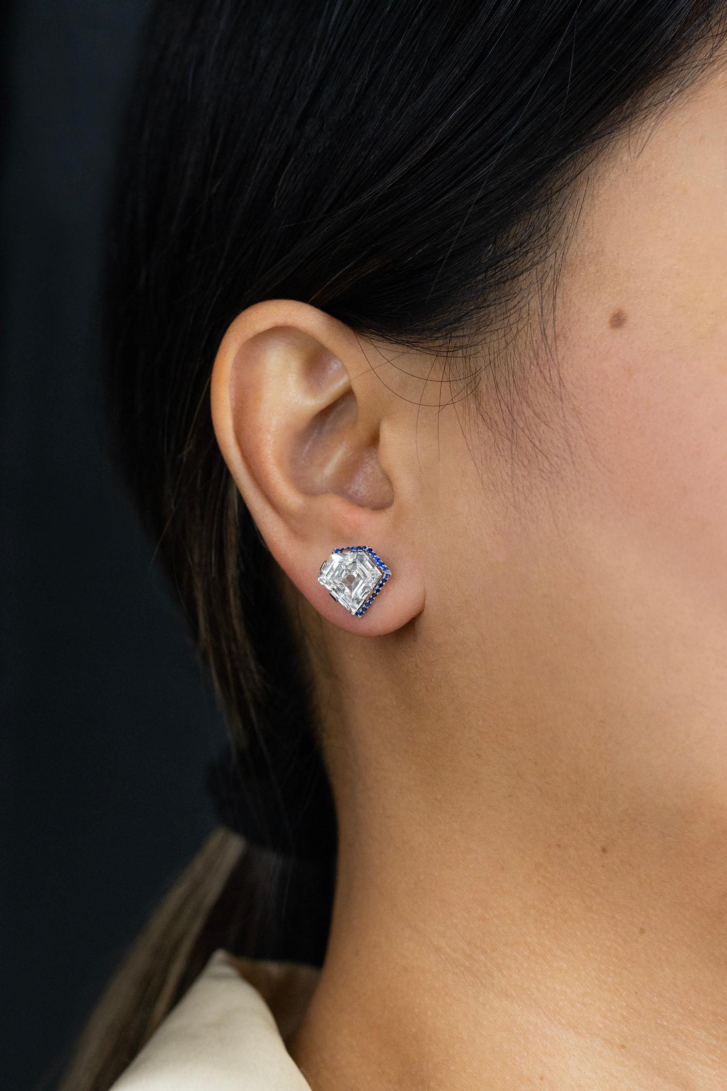 Orecchini a perno a forma di diamante con certificato GIA da 8,42 carati totali in platino in vendita 1