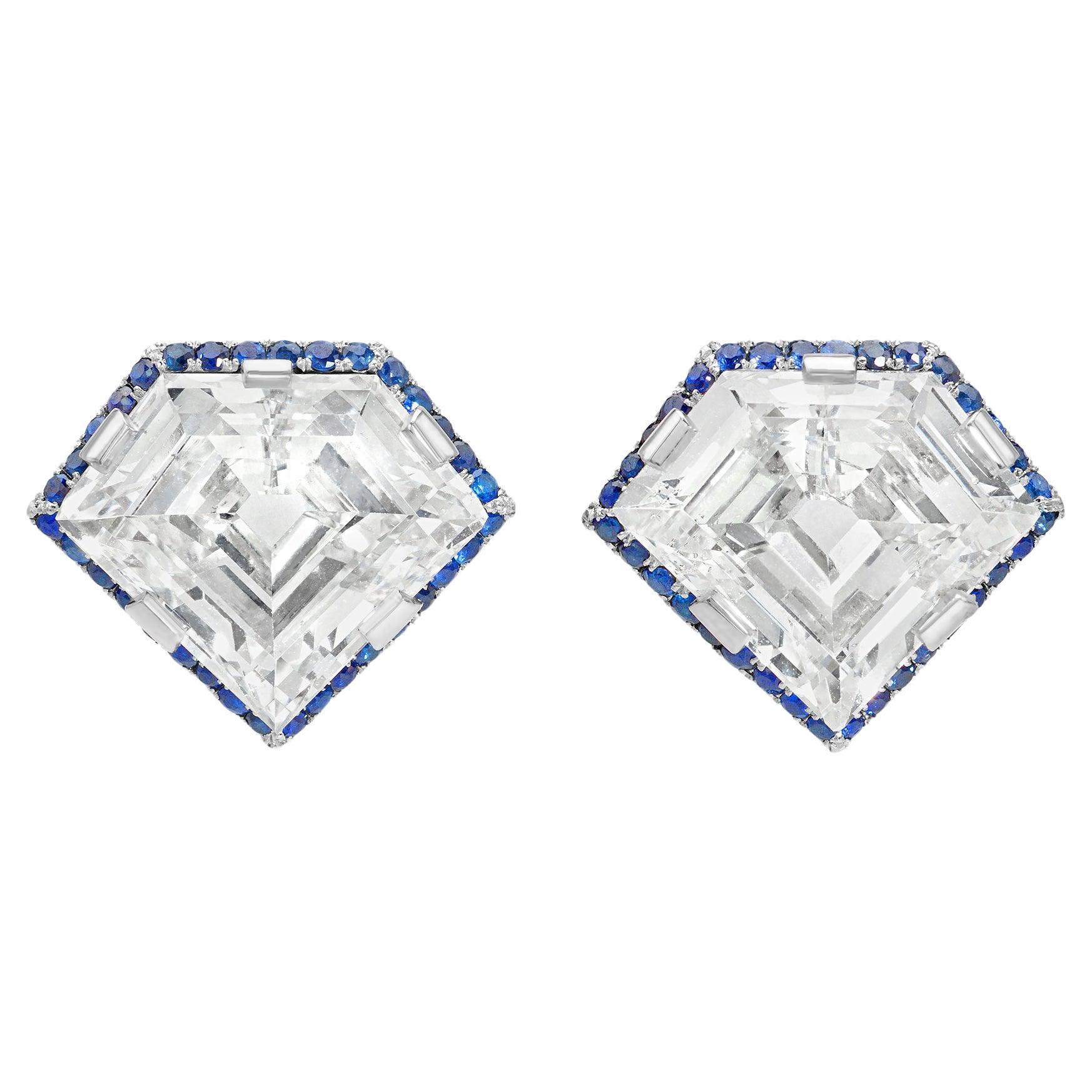GIA Certified 8.42 Carats Total Diamond-Shaped Stud Earrings in Platinum