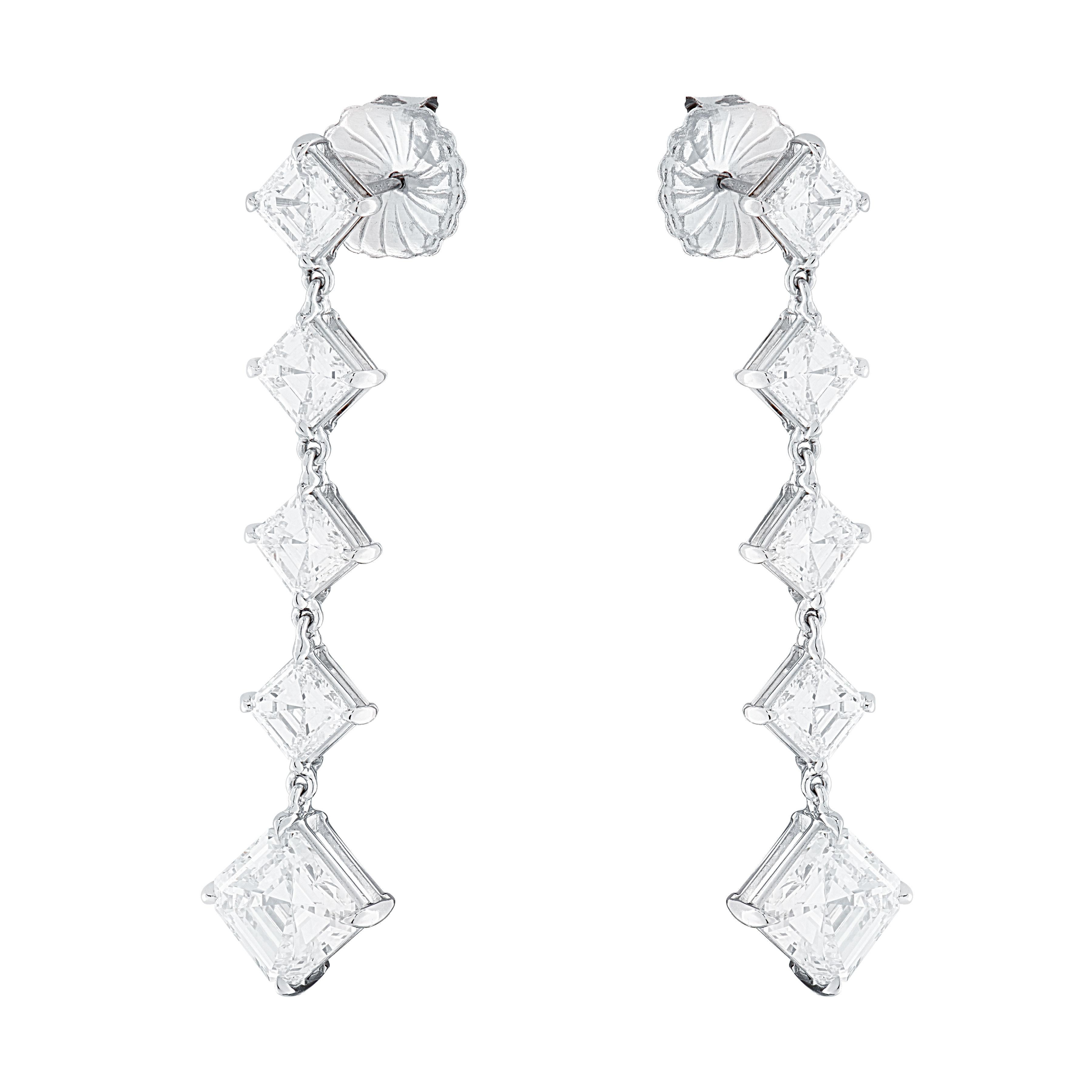 GIA-zertifizierte 8,45ct Asscher Cut Diamant-Baumel-Ohrringe im Zustand „Neu“ in West Palm Beach, FL