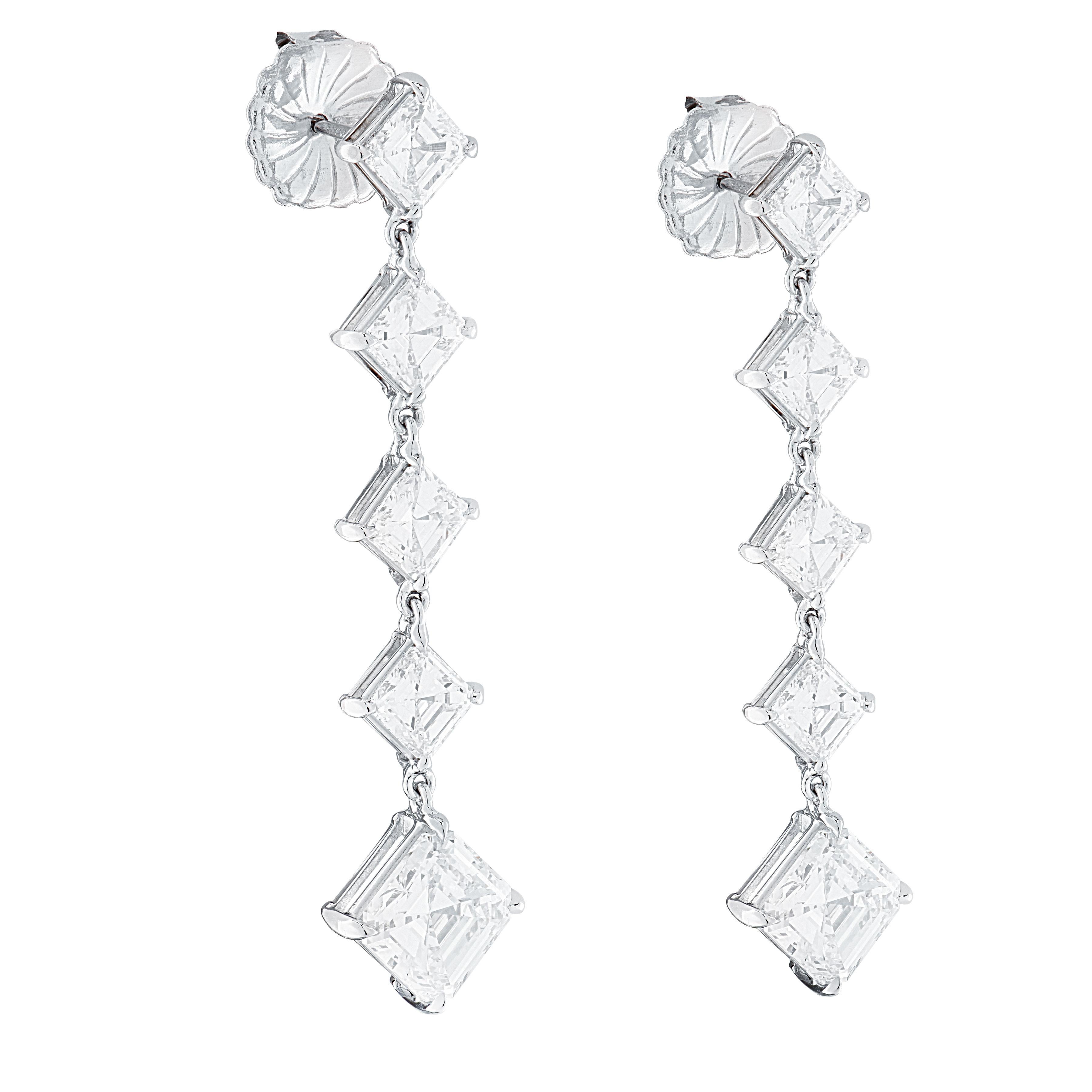 GIA-zertifizierte 8,45ct Asscher Cut Diamant-Baumel-Ohrringe Damen