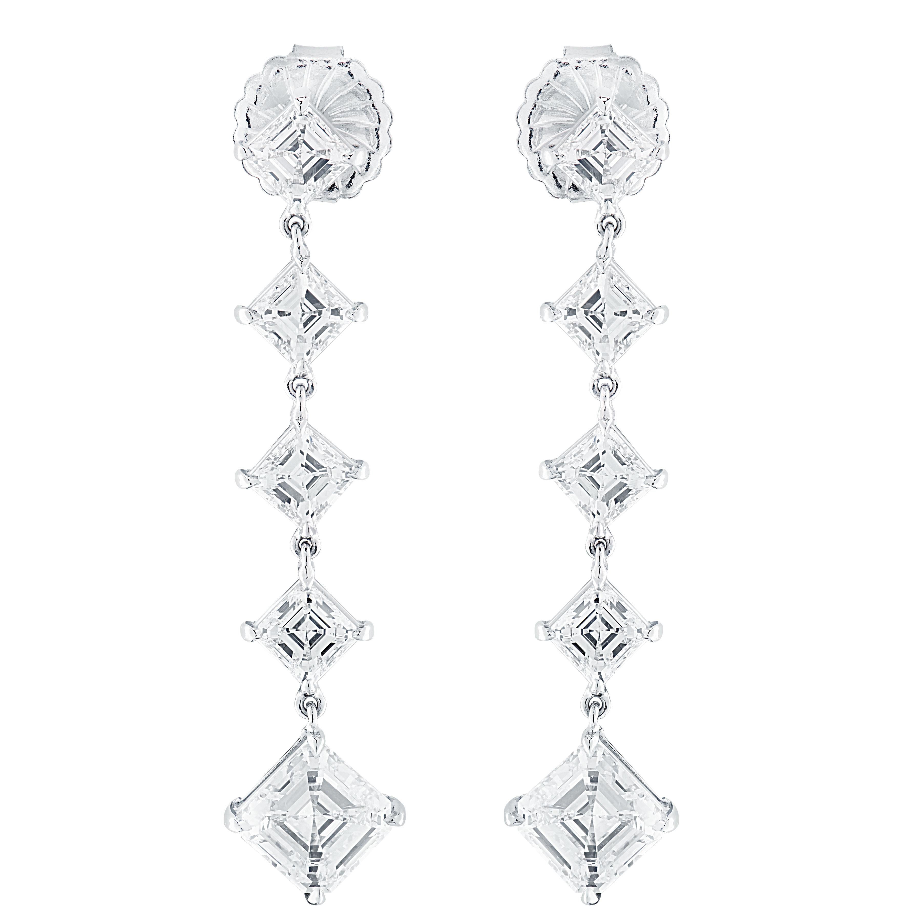 GIA-zertifizierte 8,45ct Asscher Cut Diamant-Baumel-Ohrringe 1