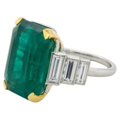 GIA Certified 8.46 Carat Colombian Emerald Diamond Two-Tone Gold Ring
