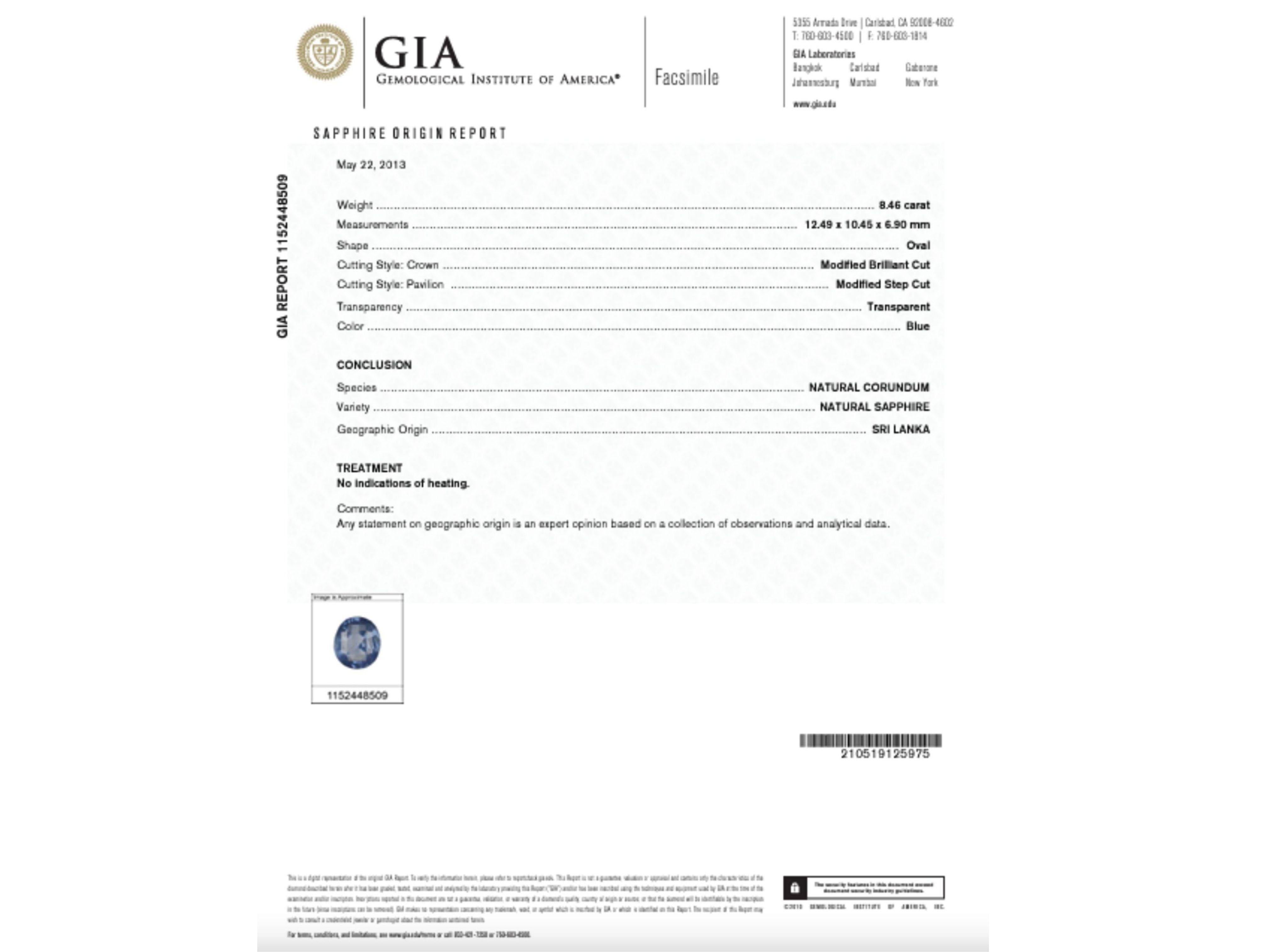 GIA-zertifizierter 8,46 Karat unbehandelter blauer Saphir & Diamant Art Deco-Ring im Art déco-Stil im Angebot 3