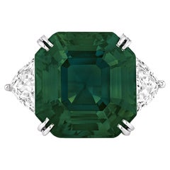 GIA Certified 8.46 Carat VIVID Green Emerald Diamond Ring