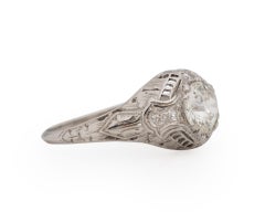 Platin-Verlobungsring mit GIA-zertifiziertem 0,85 Karat Art Deco Diamant