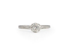 GIA-zertifizierter .85 Karat Art Deco Diamant Platin Verlobungsring
