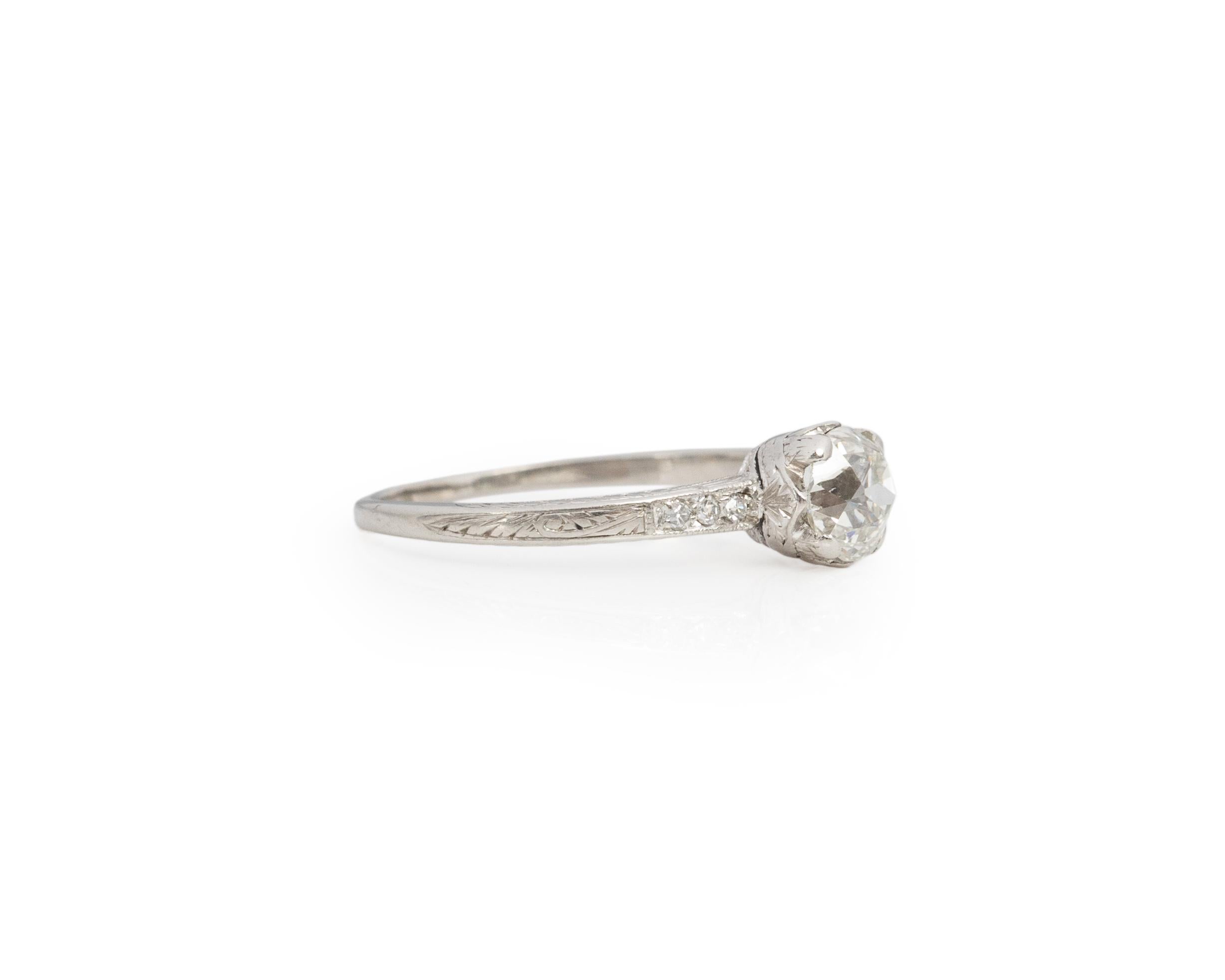 Taille vieille mine Bague de fiançailles en platine avec diamant Art déco de 85 carat certifié par le GIA en vente