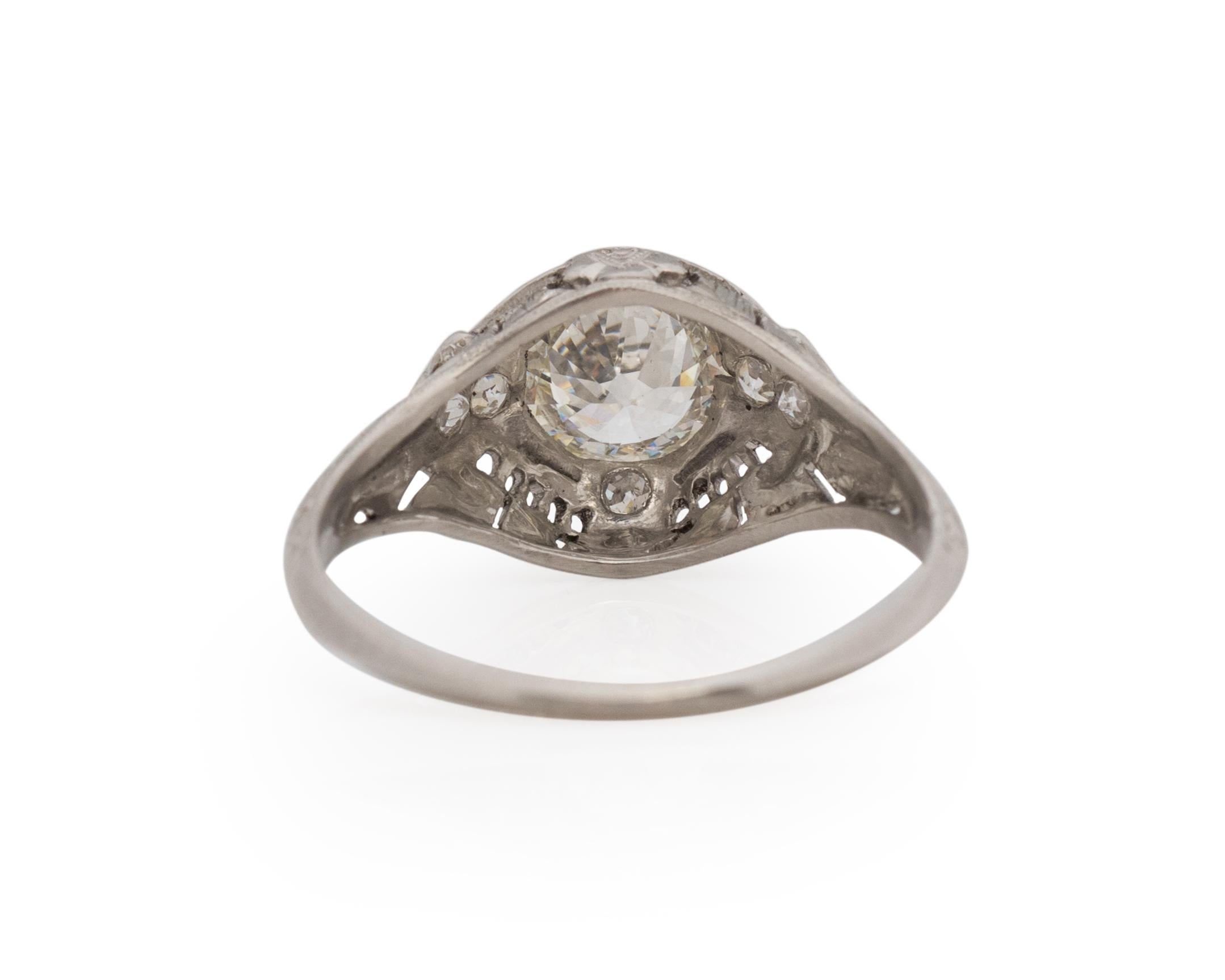GIA Certified .85 Carat Art Deco Diamond Platinum Engagement Ring In Good Condition For Sale In Atlanta, GA