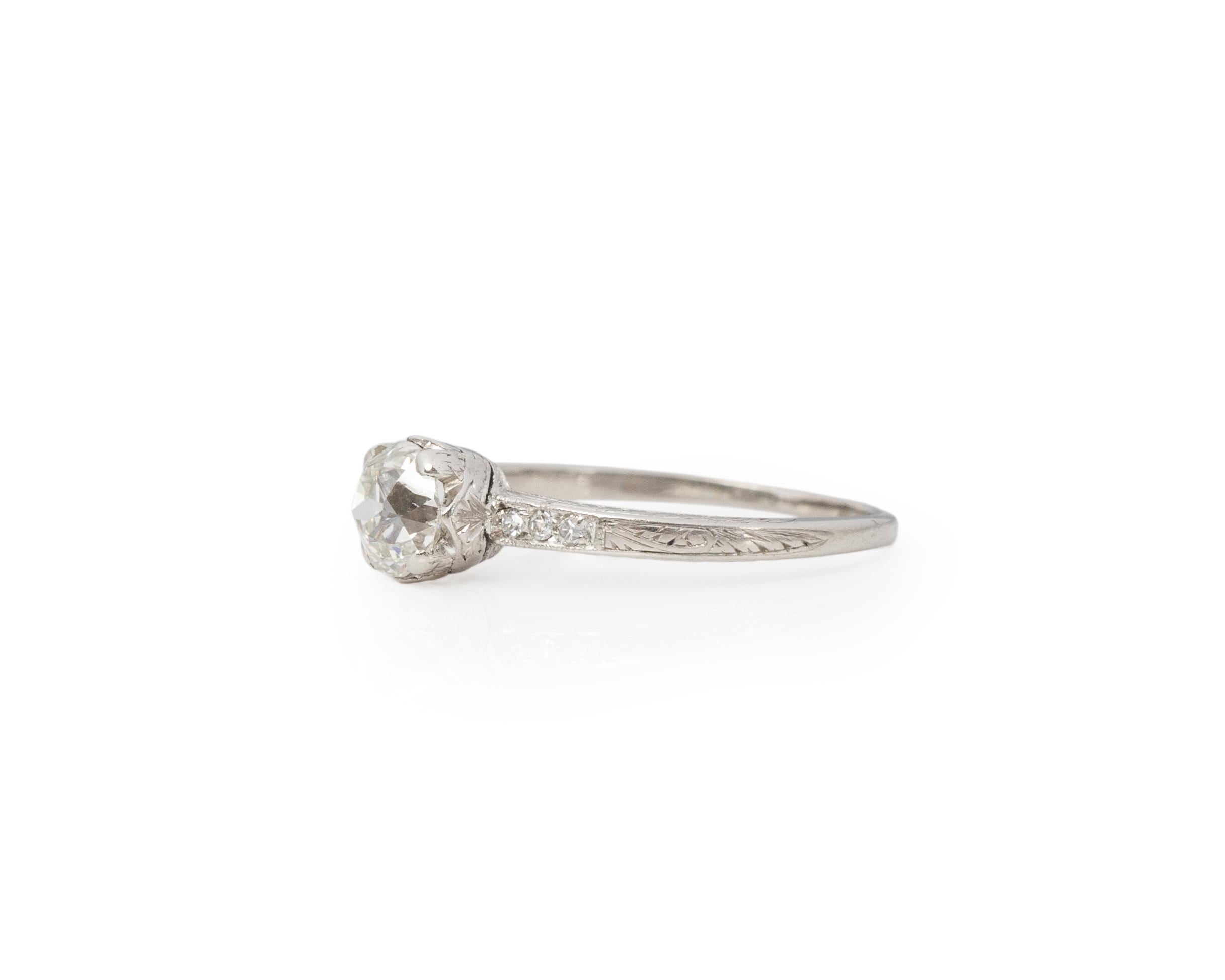Bague de fiançailles en platine avec diamant Art déco de 85 carat certifié par le GIA Bon état - En vente à Atlanta, GA
